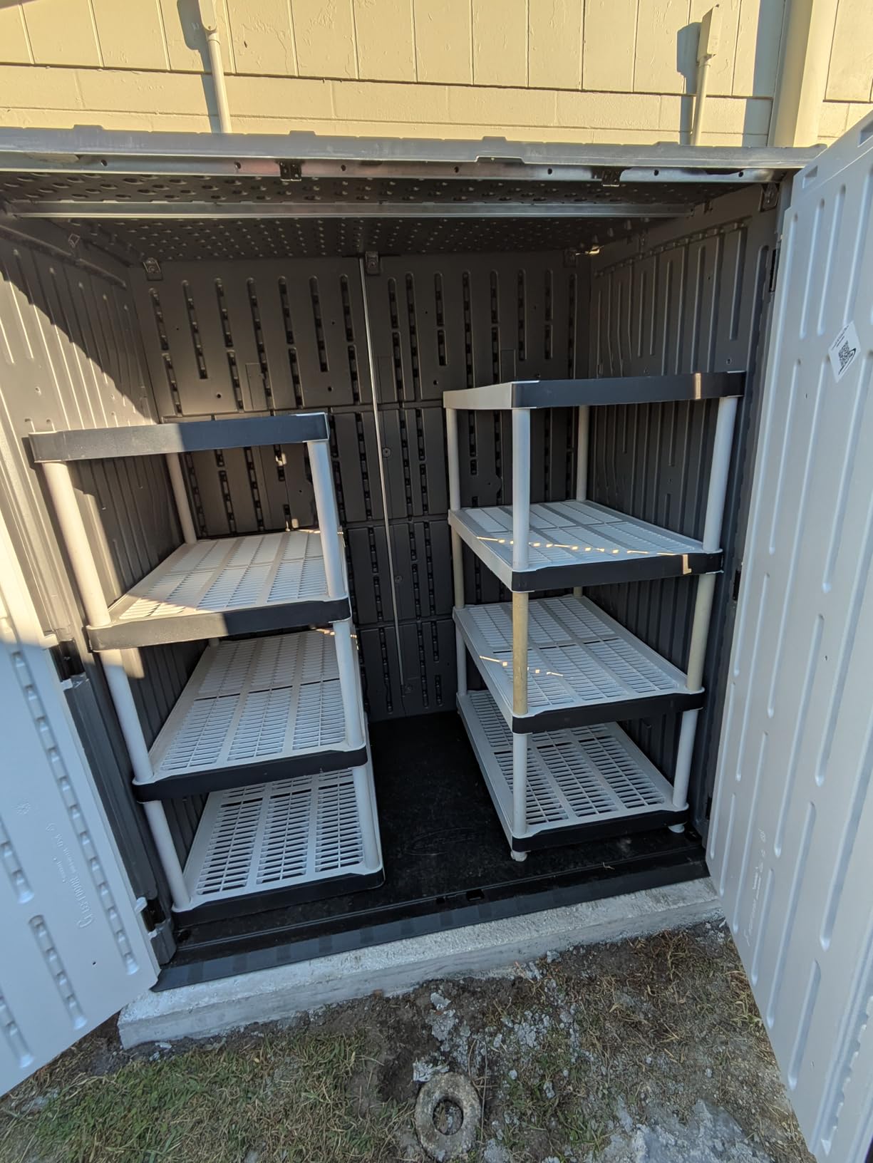 Suncast XL Vertical Storage Shed, 106 Cu Ft, Lockable Doors, Iron Ore Gray customer photo 2