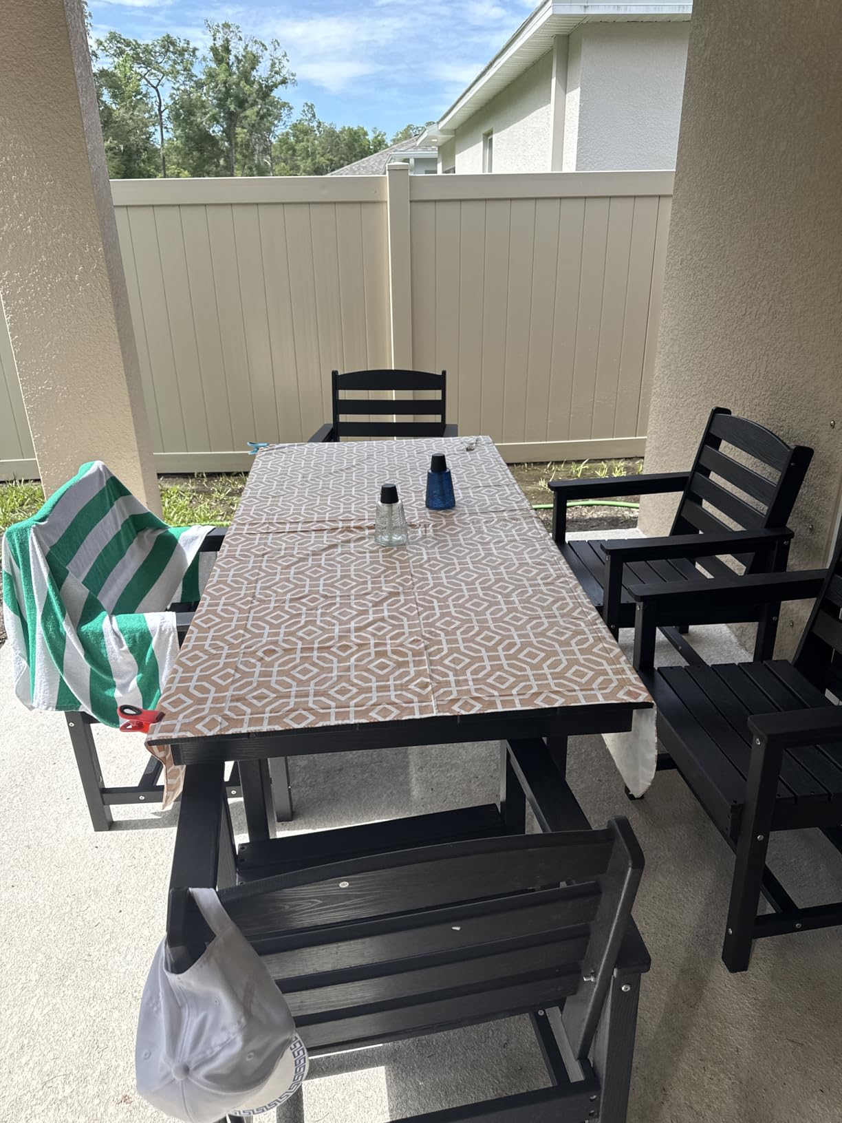 SERWALL 7 Pcs Outdoor Dining Set, 1 Umbrella Hole Table & 6 Chairs, Gray | HDPE Outdoor Dining Furniture with Rectangular Table & 6 Chairs, All-Weather Resistant SERWALL Dining Set for 6 customer photo 2