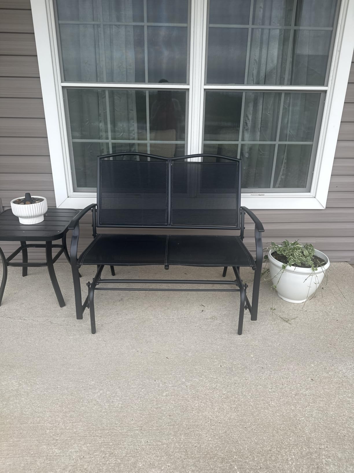 Best Choice Products 2-Person Outdoor Patio Swing Glider Steel Bench Loveseat Rocker for Deck, Porch w/Textilene Fabric, Steel Frame - Taupe customer photo 1