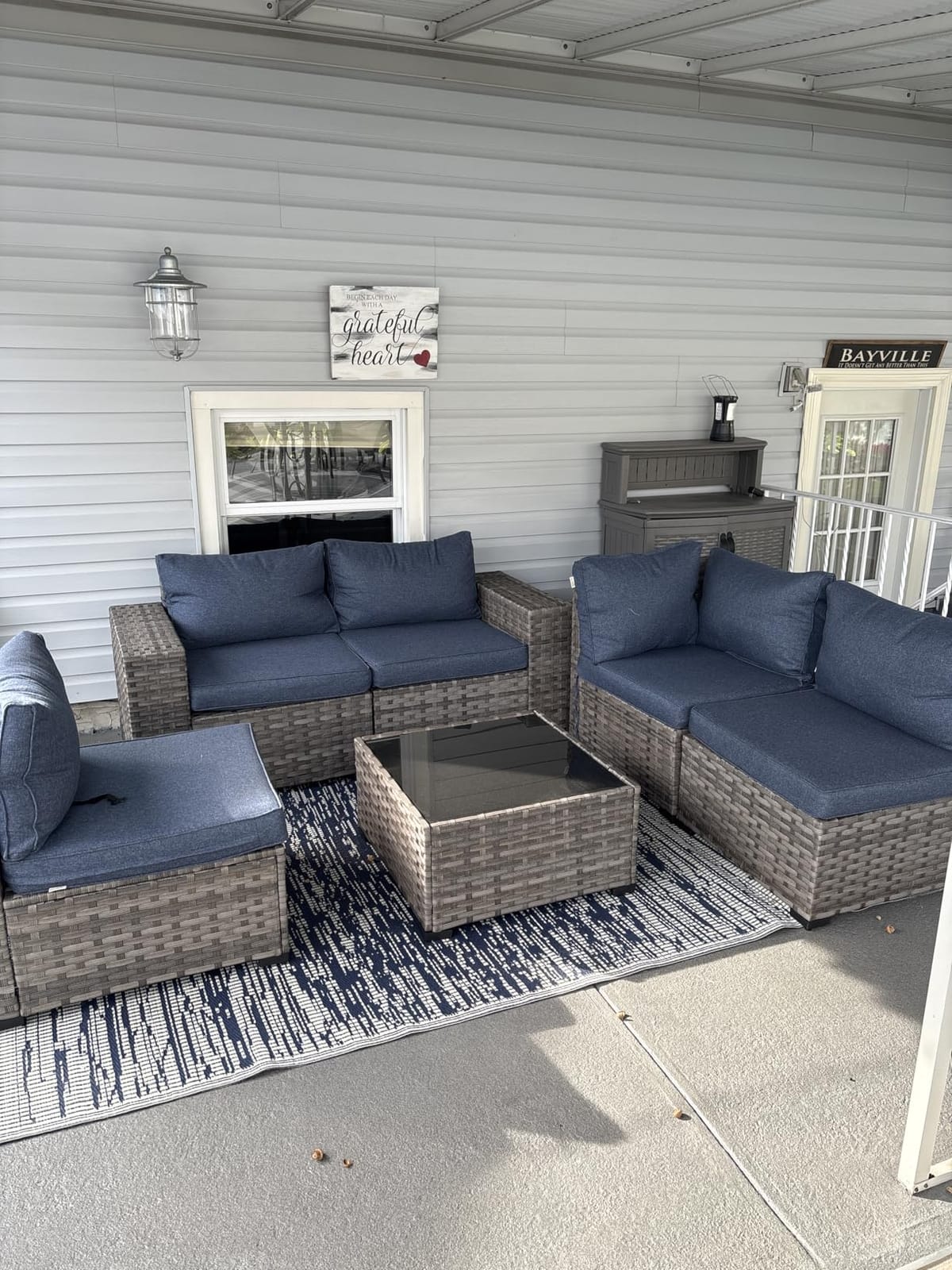 ovios 6 Pieces Patio Furniture Set, Outdoor Wicker Sectional Sofa with Coffee Table Comfy Cushions, Modern Modular Deep Seat Couch Rattan Conversation Set, Dark Grey customer photo 1