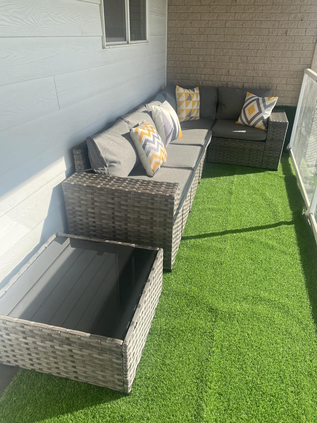 ovios 6 Pieces Patio Furniture Set, Outdoor Wicker Sectional Sofa with Coffee Table Comfy Cushions, Modern Modular Deep Seat Couch Rattan Conversation Set, Dark Grey customer photo 2