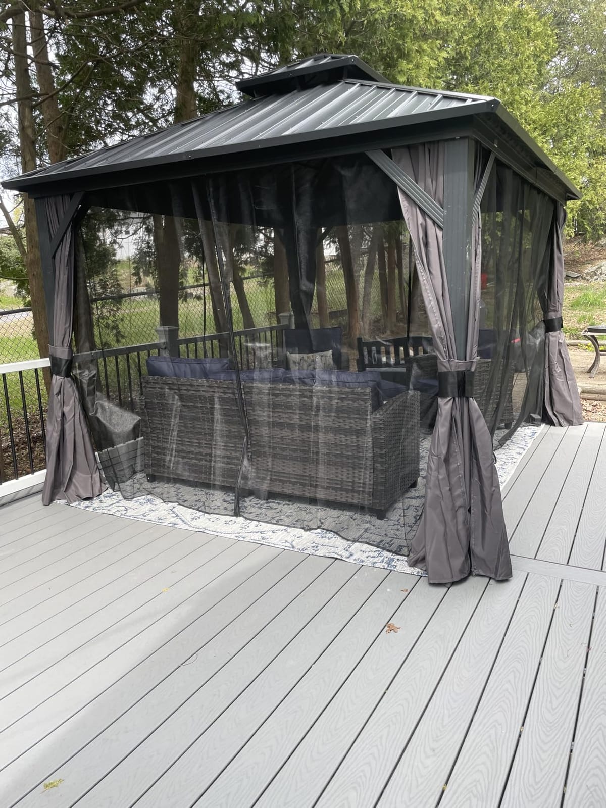 PURPLE LEAF Patio Hardtop Gazebo 12' x 16' Aluminum with Double Roof, Grey | 3.9