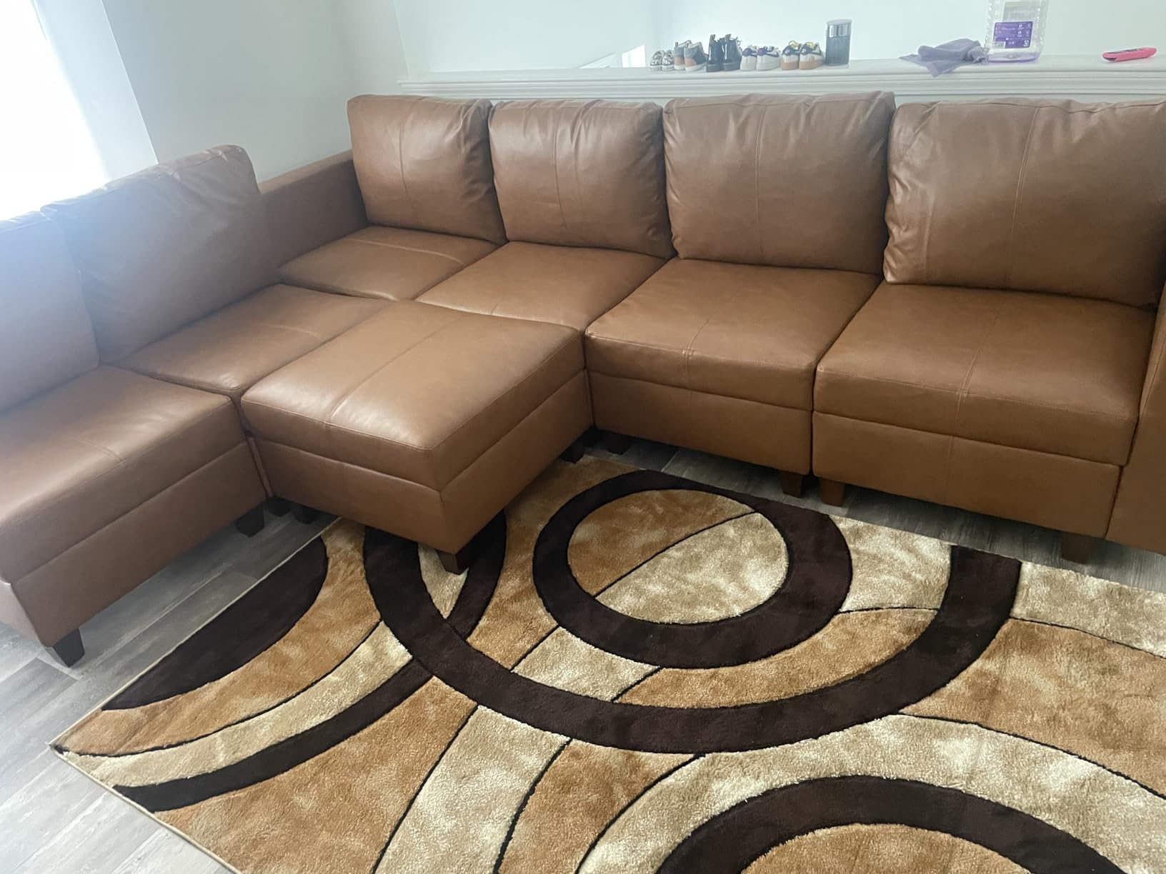 EASE MOOSE Faux Leather Sectional Couch L Shaped Sectional Sofa | Faux Leather Modular Sectional sofa with Storage, Material Scratch Resistant, Freely combinable, Convertible sofa bed customer photo 1