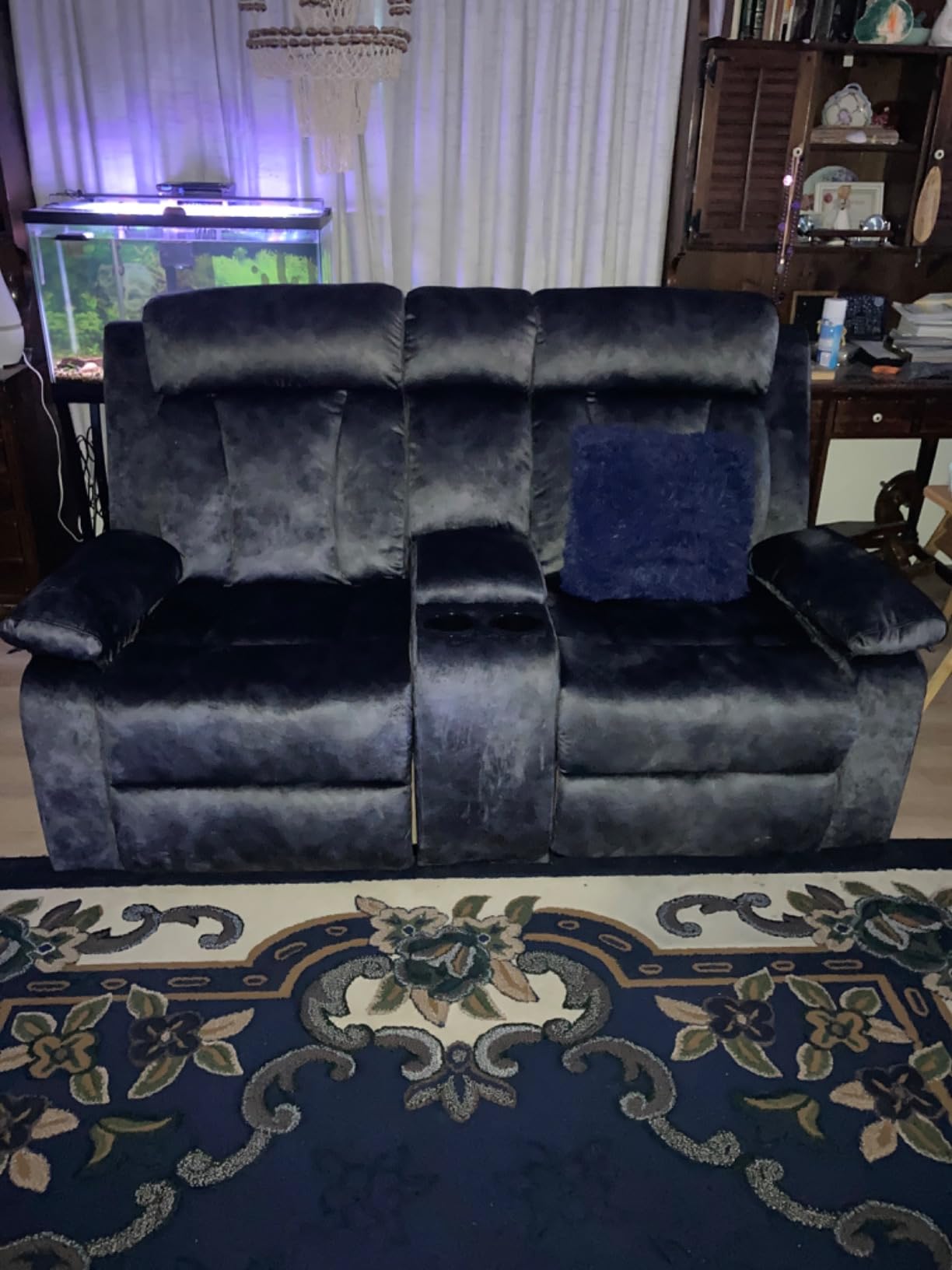 GUEAPY Power Reclining Sofa, Heat & Massage Couch, Dutch Velvet customer photo 2