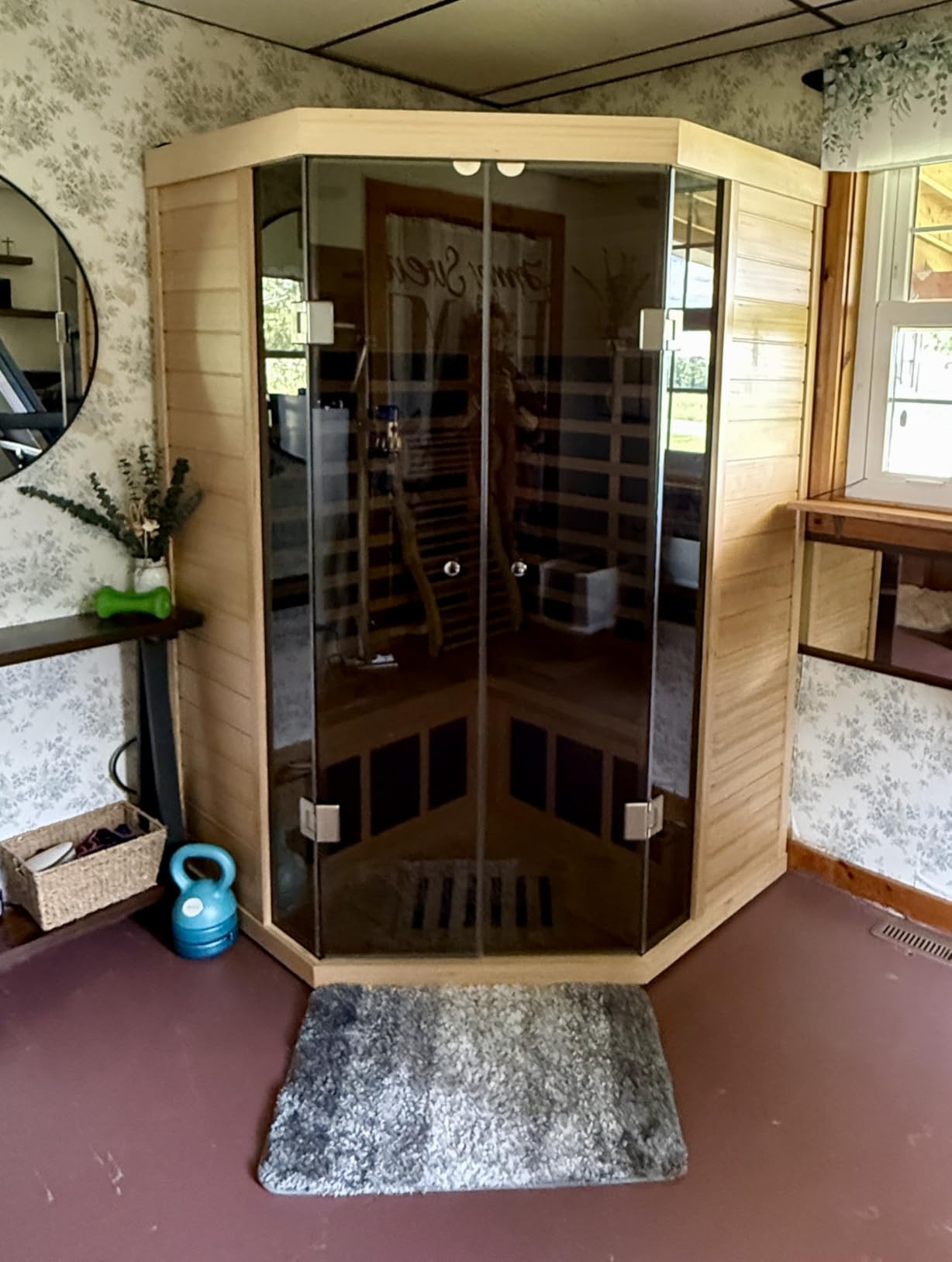 Smart Indoor Sauna 2-3 Person, 0-5mG Ultra Low Emf Far Infrared Sauna for Home, 1520w Hemlock Wooden Sauna Room with APP & LCD Control Panel, Bluetooth Speaker, Chromotherapy Lights, Thermal Cover customer photo 2