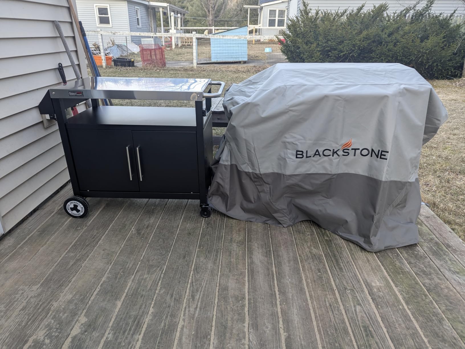 PC3403S Outdoor Grill Cart with Wheels Black | Movable Kitchen Island with Storage Cabinet for BBQ, Stainless Steel Dining Cart Table for Food Prep customer photo 2