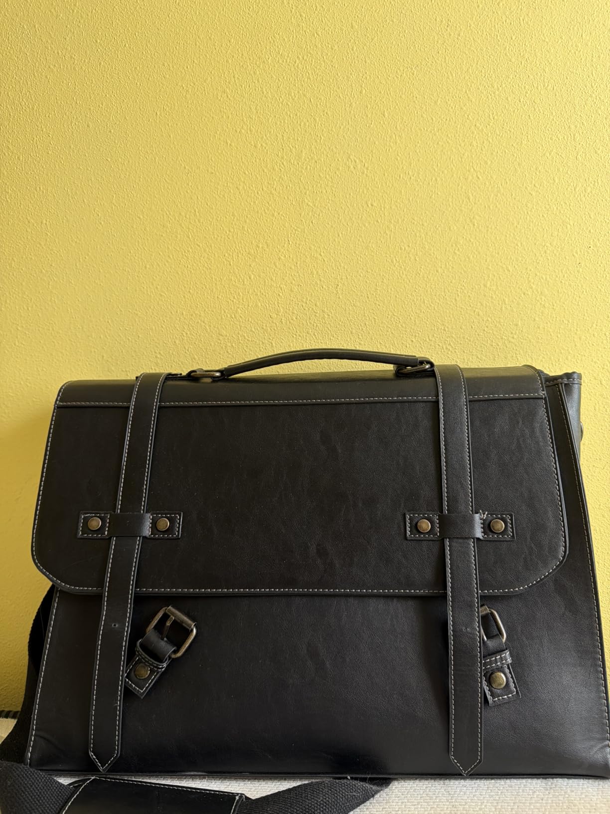 RAINSMORE Mens Messenger Bag 17 Inch Waterproof Vintage Leather Laptop Bag | Large Laptop Briefcase Satchel Bag Computer Shoulder Bag for Office Business Travel College customer photo 2