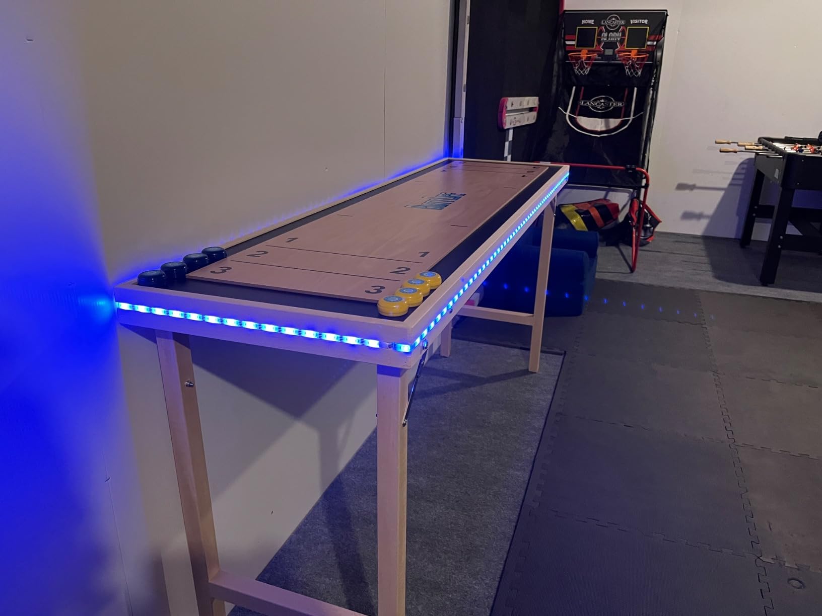 6-Foot Premium Shuffleboard Table w/Folding Legs, Pucks, and Optional LED Lights - Awesome Graphics - Choose Your Model customer photo 2