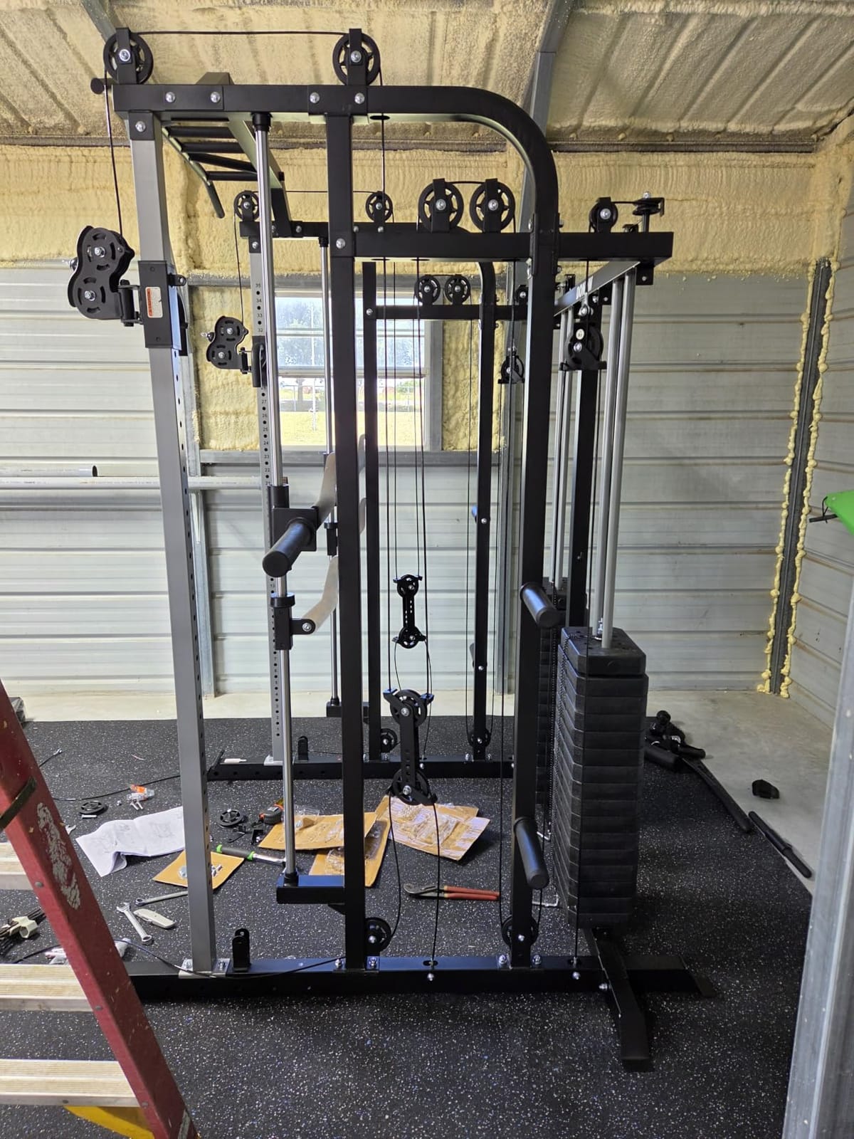 Smith Machine with Weight Stacks Home Gym System Cable Crossover | Multi Function, All in One, Heavy Duty, Lat Pulldown Bench, Hip Thrust Attachment, Smooth Smith Bar and Cable System customer photo 2