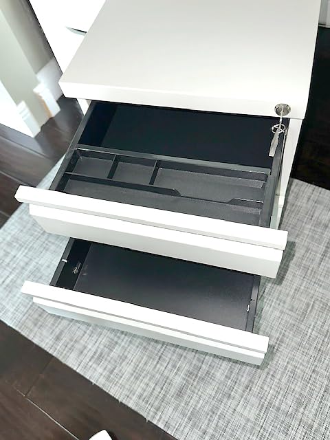 Guizeeopo 3 Drawer File Cabinet with Lock, File Cabinets for Home Office, Under Desk Cabinet, Locking File Cabinet for A4/Letter/Legal, Fully Assembled Except Casters, Matte White customer photo 1