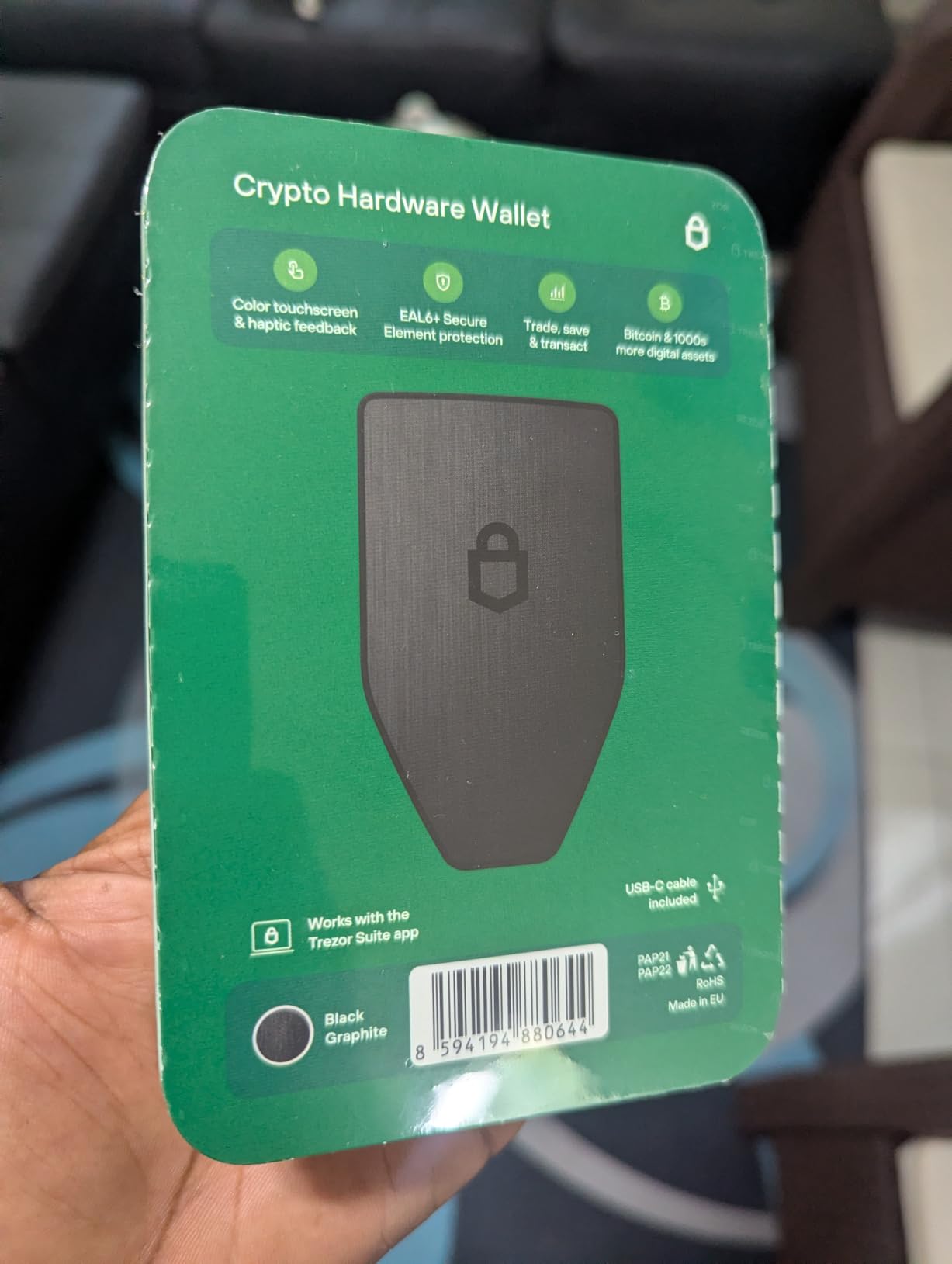 Trezor Safe 5 - Crypto Hardware Wallet with Secure Element & Passphrase, Color Touchscreen, Haptic Feedback, Bitcoin Security, Supports 1000s Coins & Tokens, Quick & Simple Setup (Charcoal Black) customer photo 2
