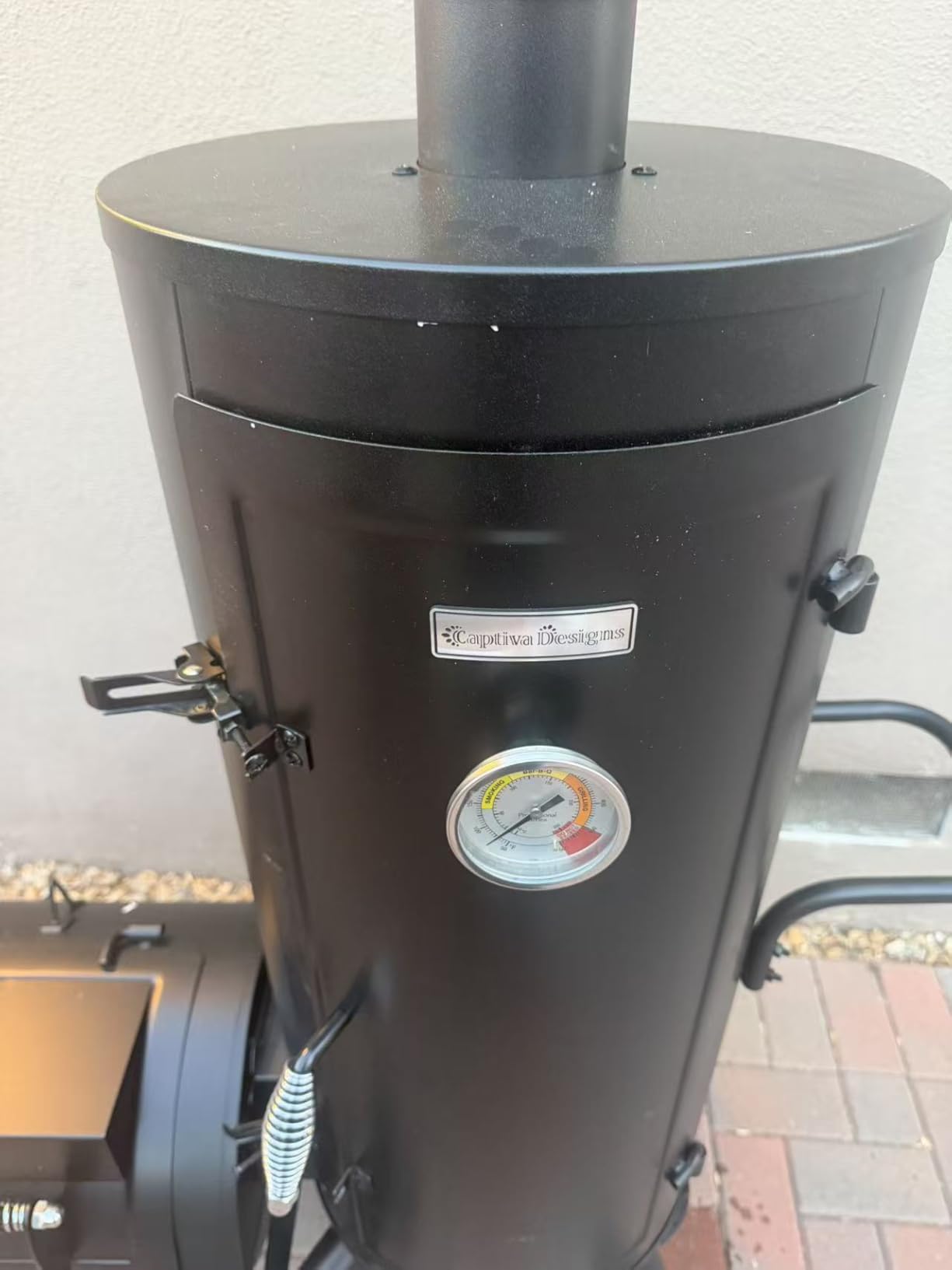 Captiva Designs Charcoal Vertical Smoker Grill and Offset Smoker Grill Combo, Extra Large Outdoor Barrel BBQ Meat Smoker with 5 Removable Smoking Grates & Built-in Hooks for Various Meat Foods customer photo 1
