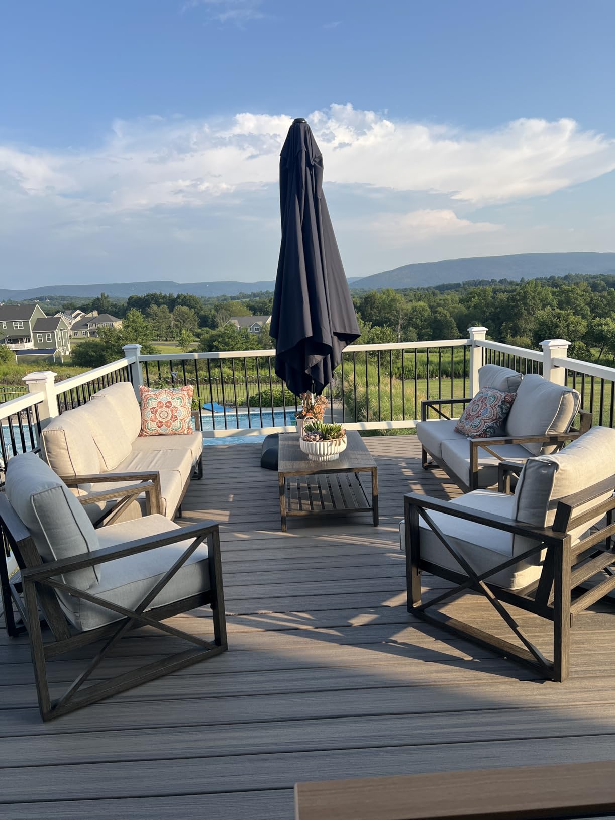 Amopatio Aluminum Patio Furniture Set, 8 Pieces Modern Metal Outdoor Furniture, Faux Wood Grain Finish Frame Patio Sofa Sets with 6