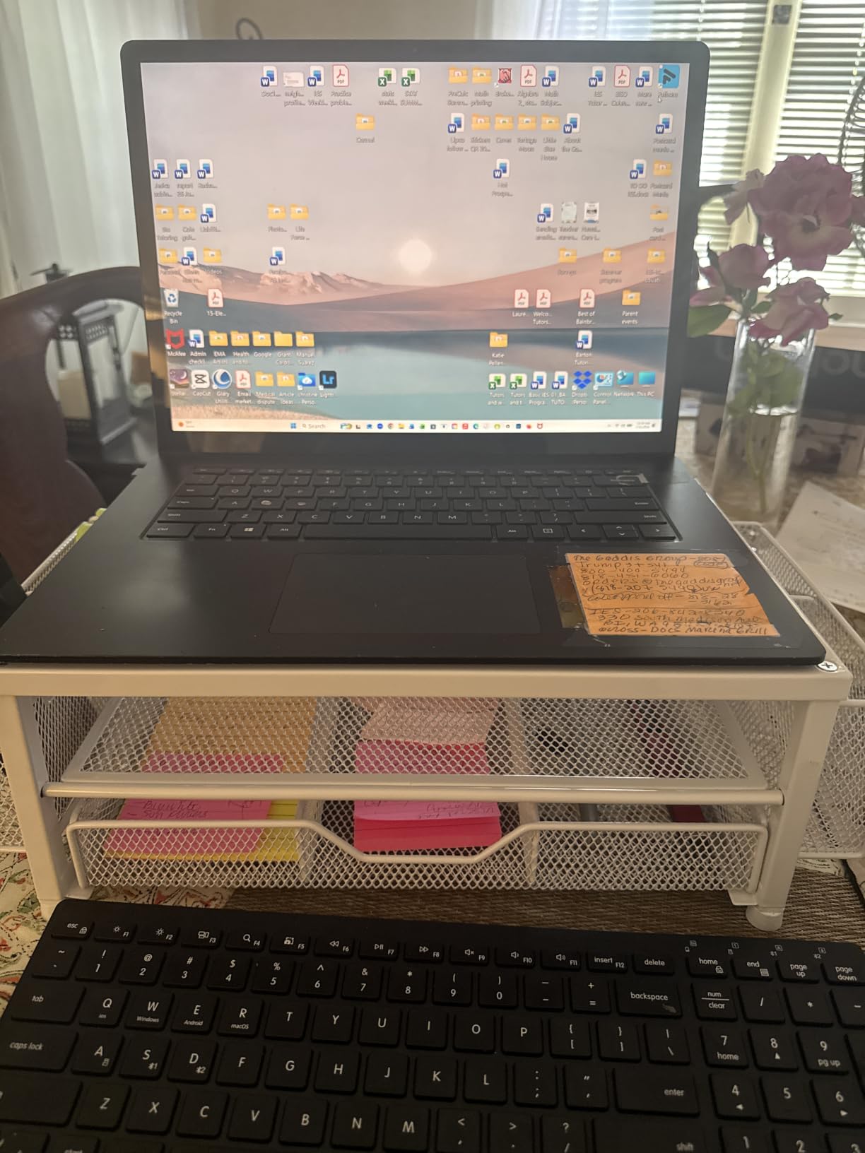 Desk Organizer and Accessories, 2-Tier Computer Monitor Stand Riser with Drawer and 2 Pen Holders, Laptop Stand, Office Desk Accessories customer photo 2