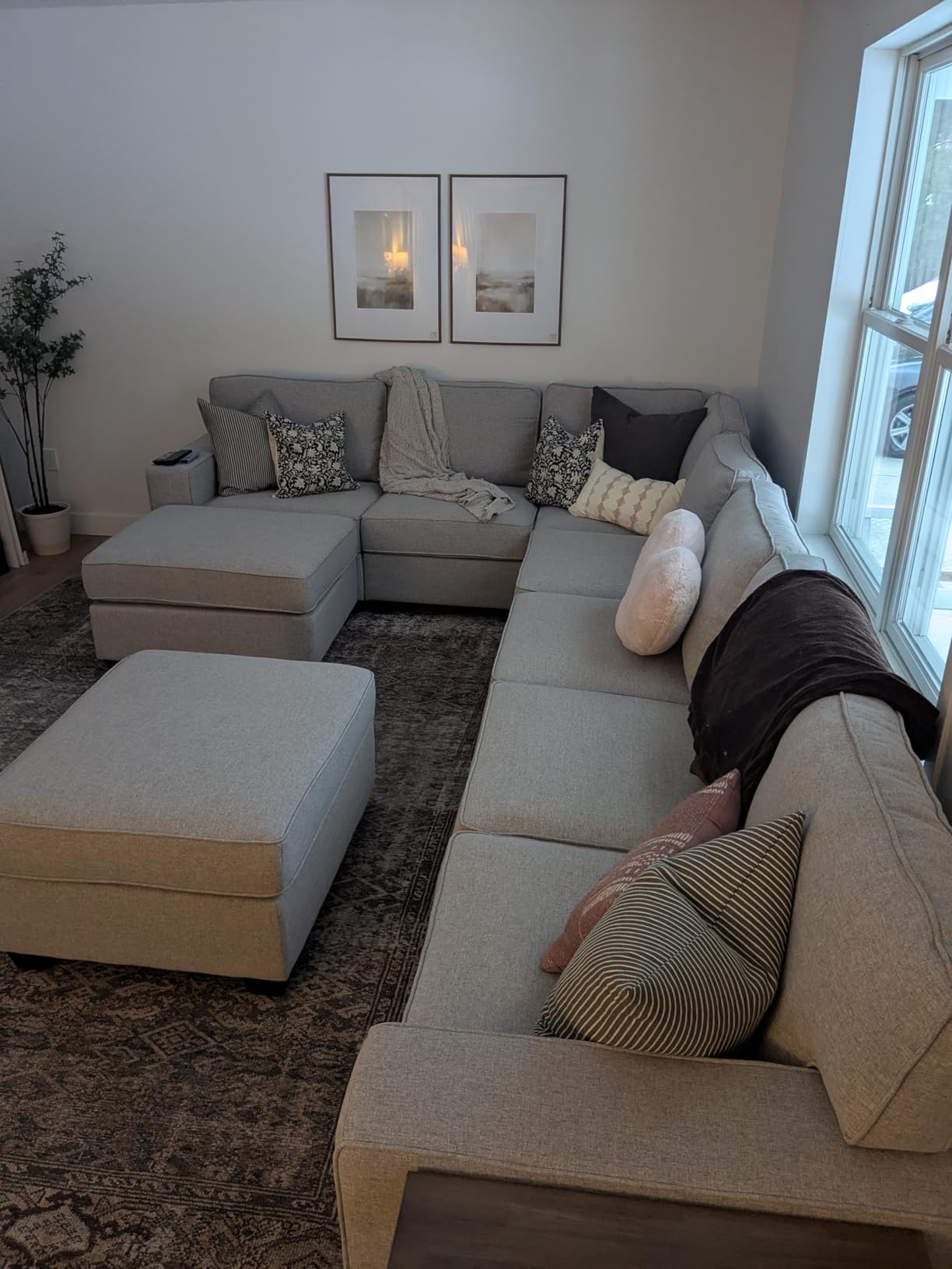 Legend Vansen Oversized Modular Sectional Sofa,U/L-Shaped Reversible Couch with Ottoman,Deep Seat Plush Polyester Sofa for Living Room,7-Seater,Light Grey customer photo 2