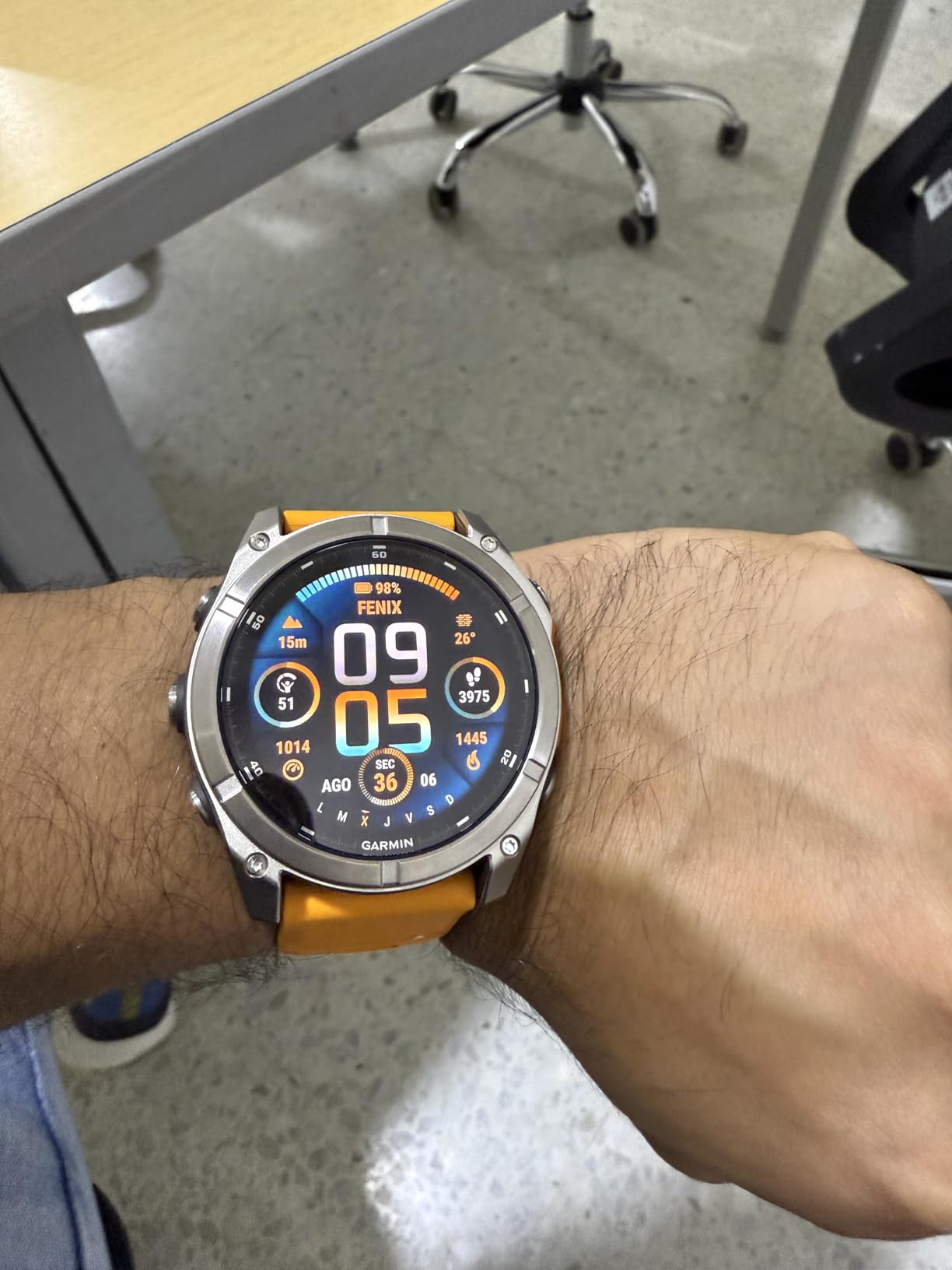 Garmin fēnix® 8 - 51 mm, AMOLED, Sapphire, Premium Multisport GPS Smartwatch, Long-Lasting Battery Life, Dive-Rated, Built-in LED Flashlight, Titanium with Spark Orange/Graphite Band customer photo 2