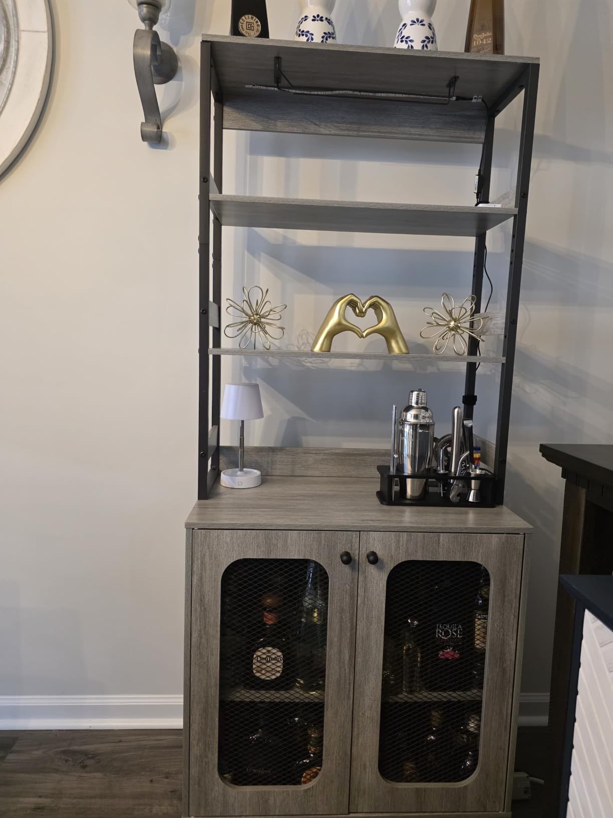 Aheaplus Bar Cabinet with Power Outlets, 67