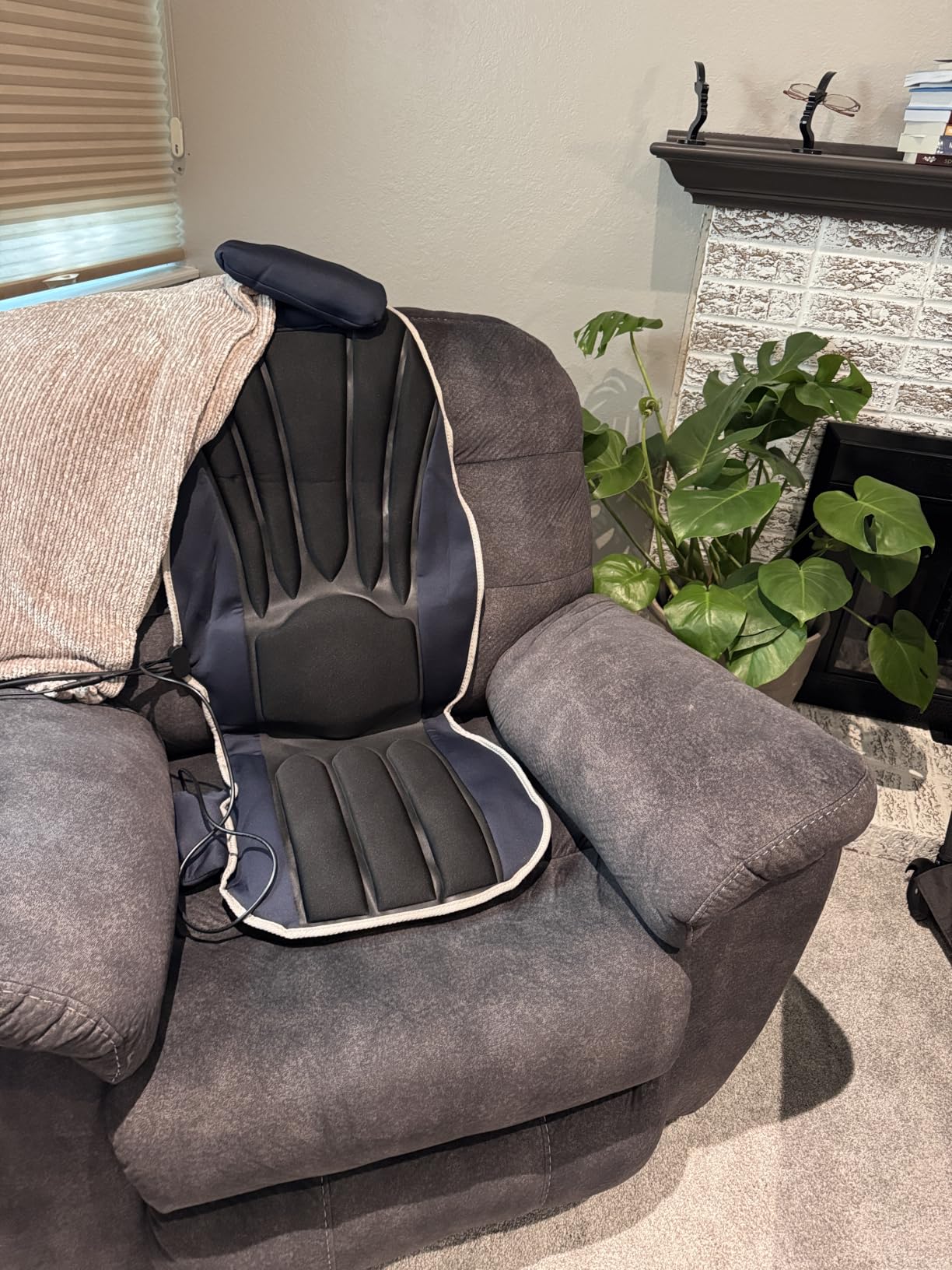 Shiatsu Back Massager with Heat, Massage Chair Pad Seat Cushion for Stress Relief, Deep Tissue Kneading & Roller, 2 Vibration Motors, Back Waist Hip Massager, PU Leather, with 2 Adapters customer photo 2