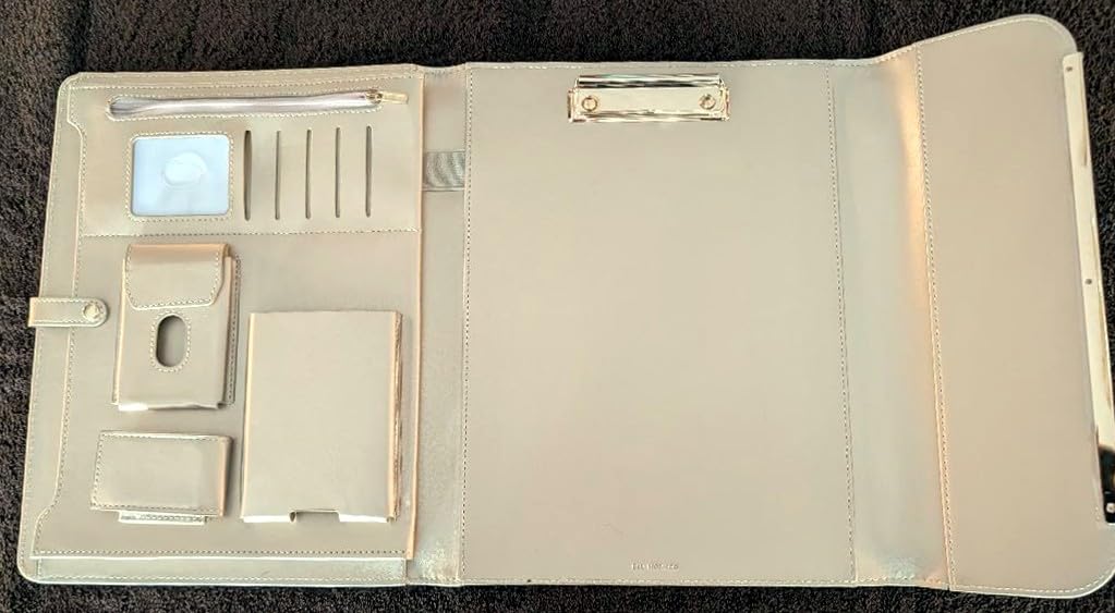 BLU MONACO | Black Vegan Leather Portfolio Binder for Women | Professional Padfolio with Magnetic Closure & Gold Trim | Business Organizer Case for Documents & 8.5 x 11 Notepad customer photo 2