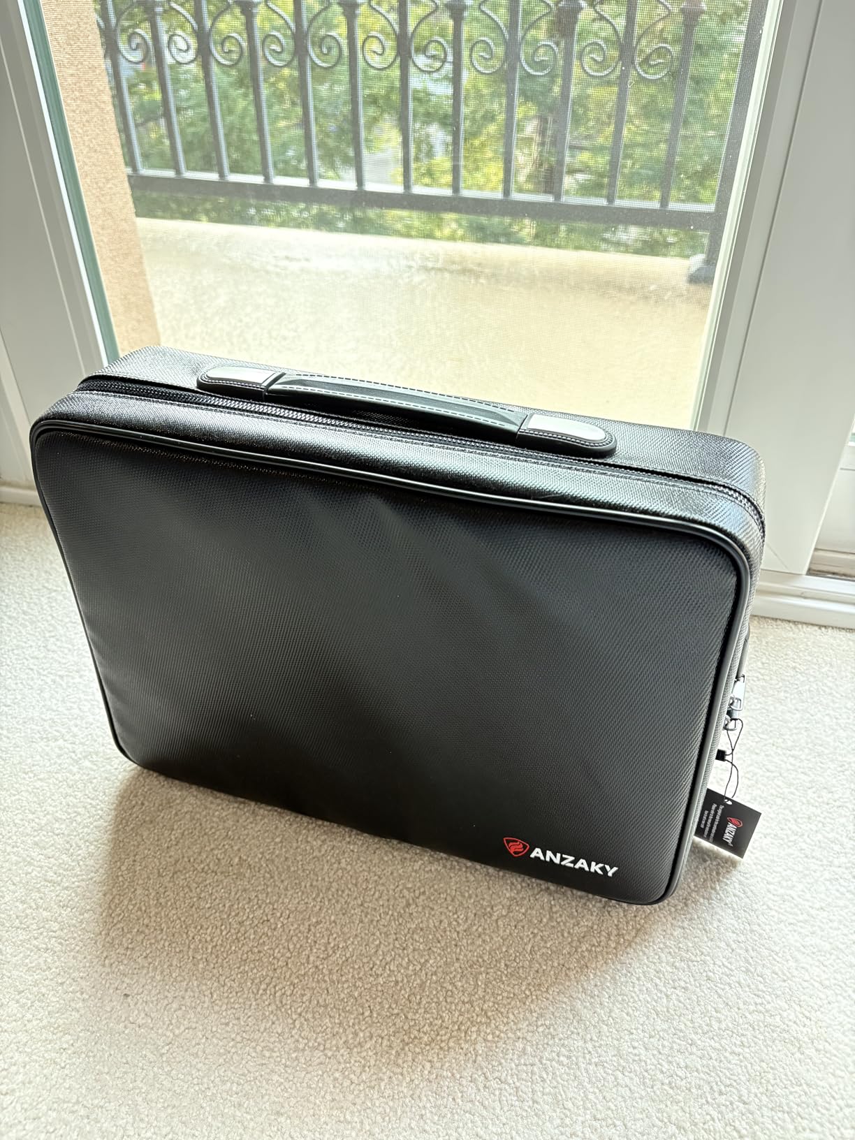 Fireproof Document Box with Fireproof Zipper, Hard Inner Shell Fireproof Document Bag with Lock, Fireproof Water Resistant Important Document Organizer 16 inch Laptop File Briefcase (Black) customer photo 2