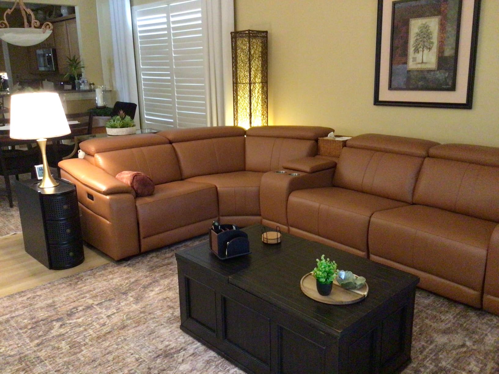Power Reclining Sectional Sofa, with Cup Holders/Storage, 5 Seater L-Shaped Recliner Couch with USB Charging/Storage, Home Theater Seating, Leather Furniture for Living Room, House, Apartment customer photo 1
