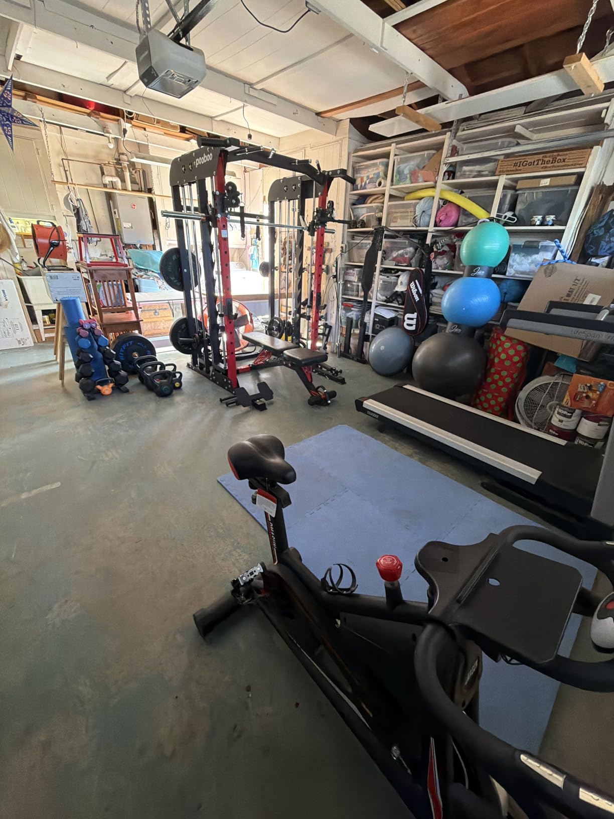 Power Cage Smith Machine with 2000LB Squat Rack Cable System | LAT Pulldown and Dual Pulley Cable Crossover with All-in-One Home Gym Machine, Adjustable Stations and Training Attachments customer photo 2