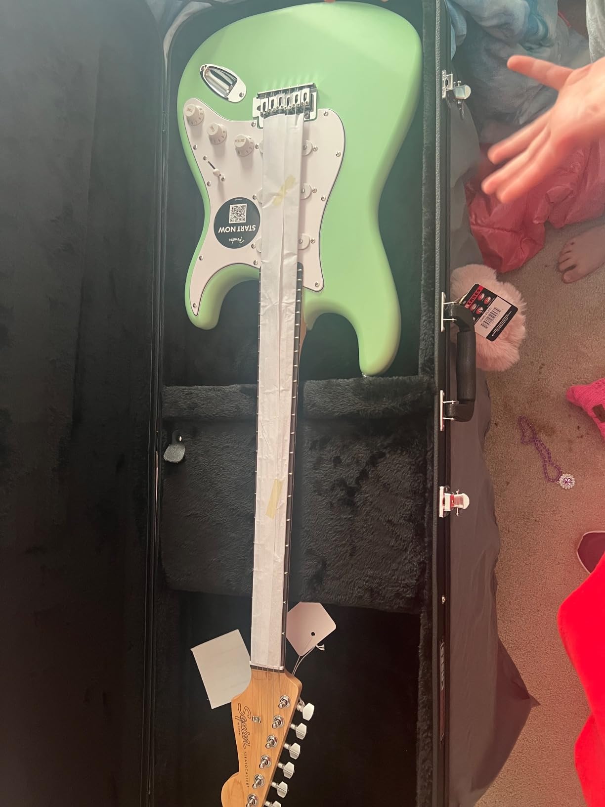 Fender Squier Stratocaster Electric Guitar - Surf Green Bundle with Amplifier, Gig Bag, Cable, Strap, Picks, and Austin Bazaar Instructional Video customer photo 2