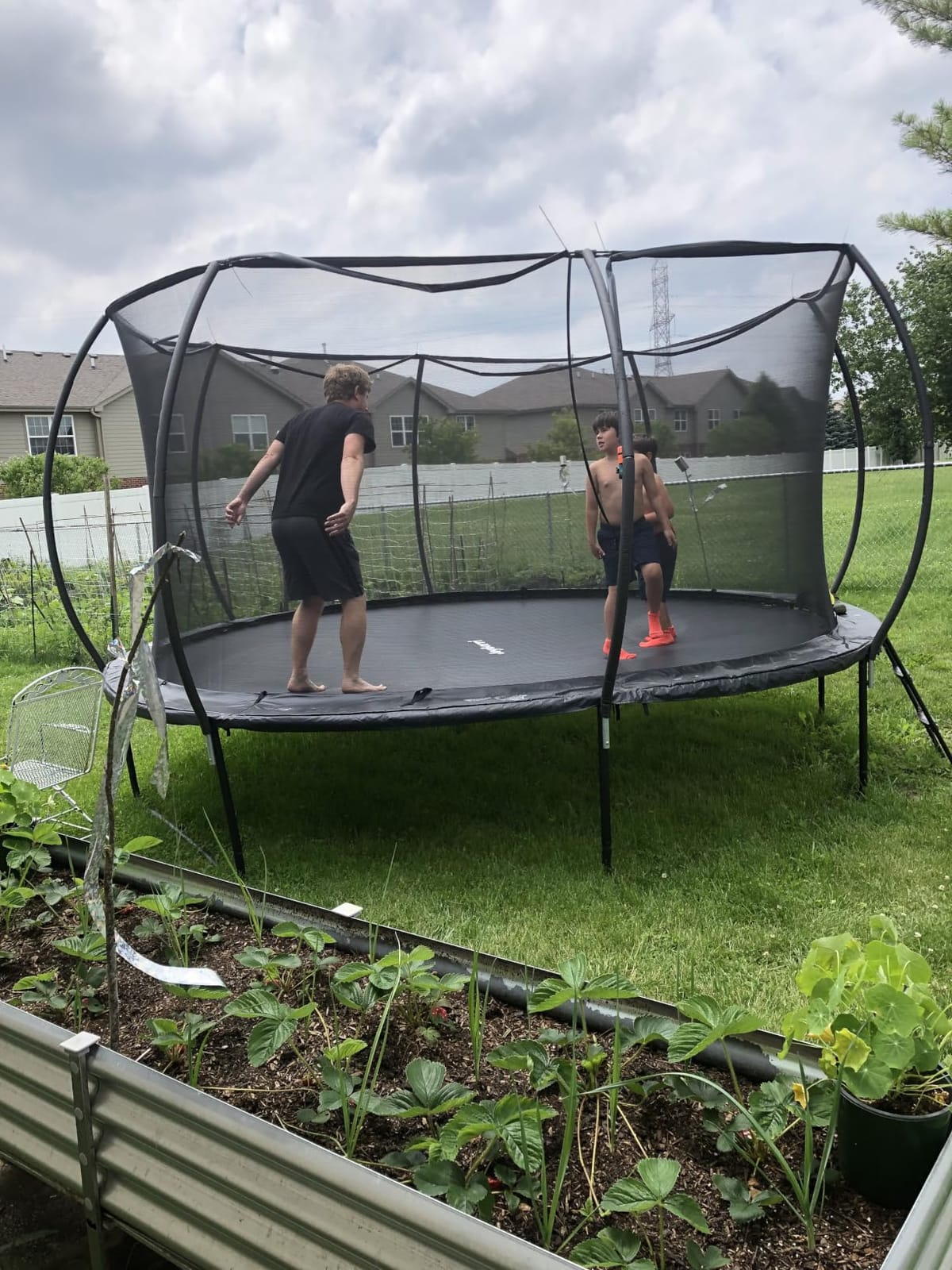 JoyBerri Outdoor Trampoline - with LED Lights, Net, Ladder, ASTM Certified customer photo 1