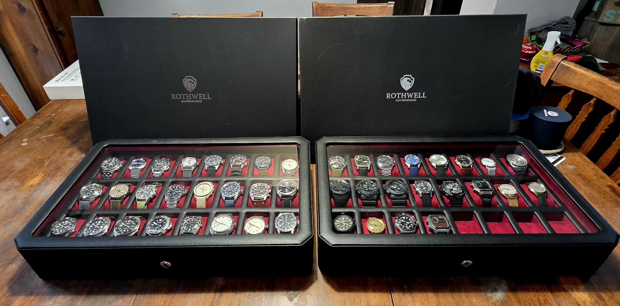 ROTHWELL 24 Slot Watch Case with Lock - Luxury Watch Box to Display and Organize Your Collection | Real Glass Top | Premium Storage for Collectors (Carbon) customer photo 2