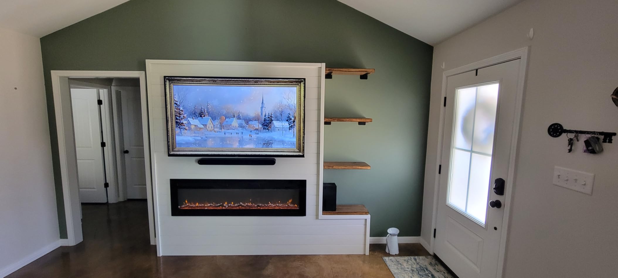 EUHOMY 50 Inch Electric Fireplace Wall Recessed and Wall Mounted with Adjustable Flame Color, Fireplace Heater with Remote Control, Linear Fireplace with Timer, Touch Screen, Log & Crystal, 750/1500W customer photo 2