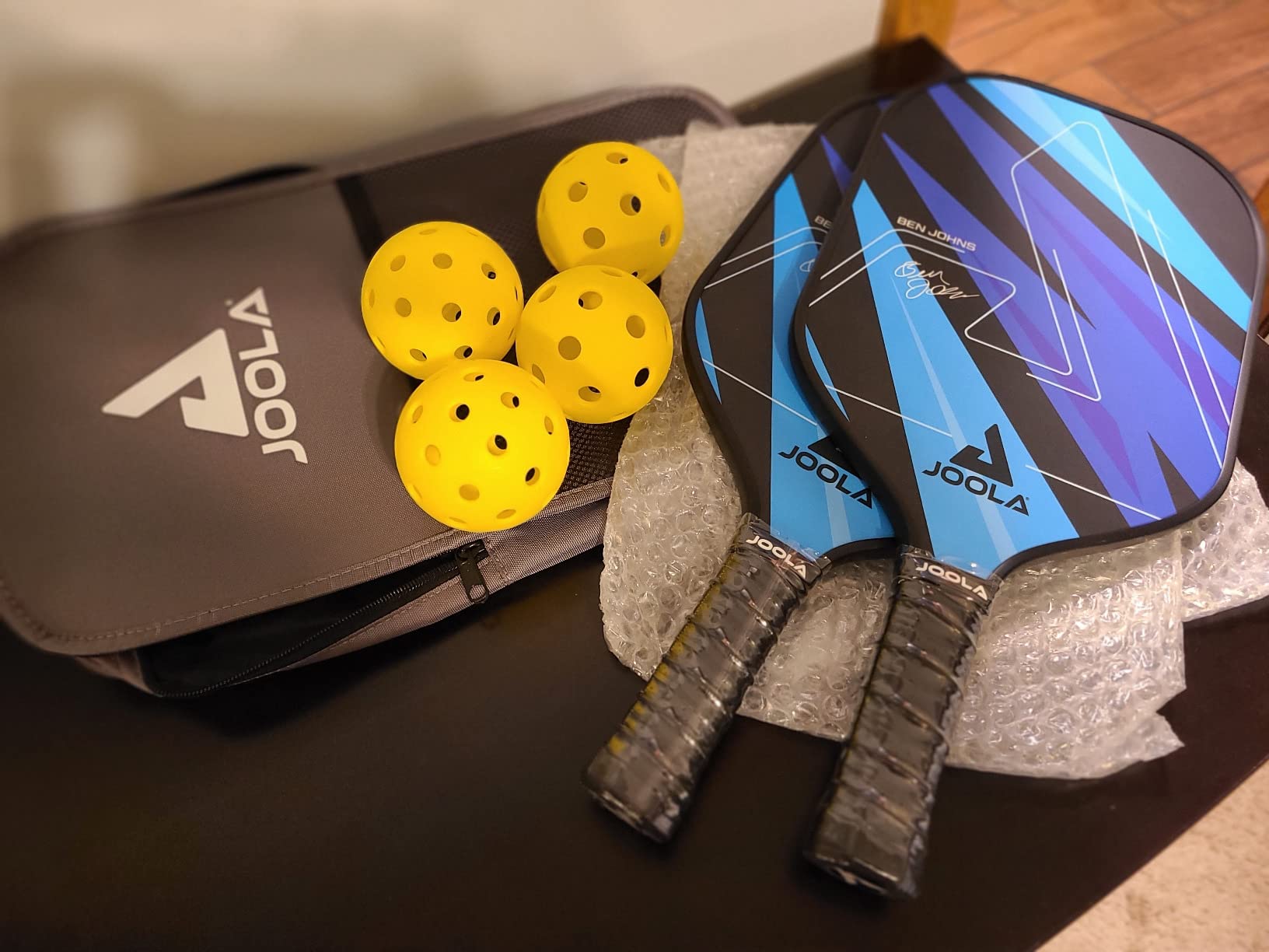 JOOLA Pickleball Paddles Set of 2 - Multiple Colors - Reinforced Fiberglass Surface - Lightweight, Durable, Beginner-Friendly Racket Design - Set Includes Balls & Bag - USAP Approved customer photo 1