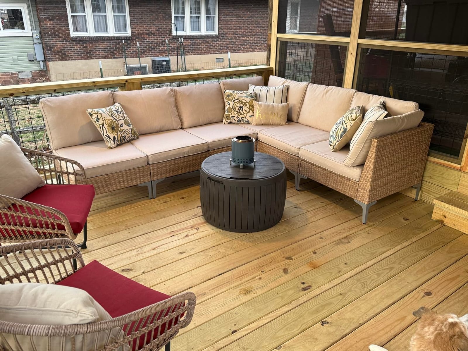 JOYURE 7 Piece Wicker Patio Furniture Set, Outdoor Conversation Sectional Sofa w/Coffee Table, All-Weather Outdoor Sofa with Thick and Anti-Slip Cushions for Deck, Poolside, Garden, Beige customer photo 2