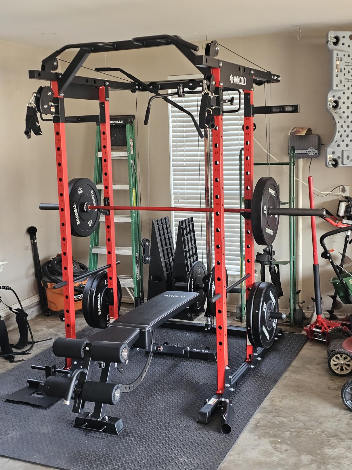 Mikolo Power Cage, Power Rack with Cable Crossover System, 1500LBS Squat Rack with LAT Pull Down System, Workout Cage with Pulley System for Fitness Home Gym customer photo 1