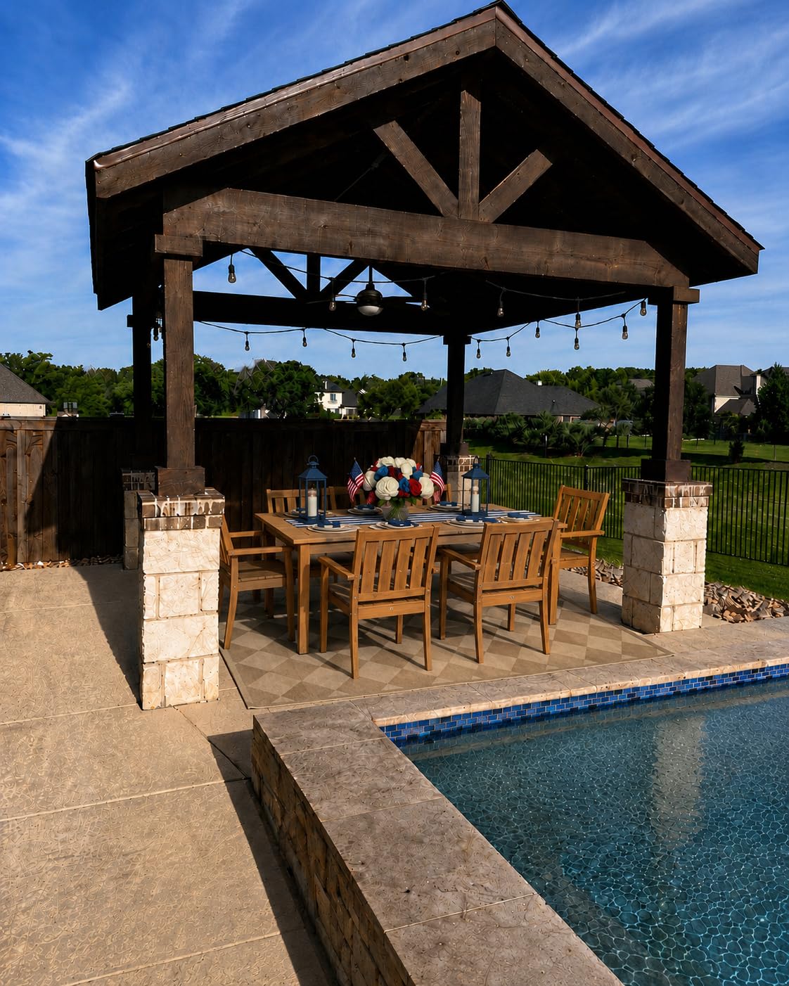 YEFU HIPS Patio Table Set: 7 Piece Outdoor Table and Chairs Dining Furniture Set with Umbrella Hole - Teak Modern Plastic Dining Sets 6 Person for Outside Deck with Metal Aluminum Frame customer photo 2