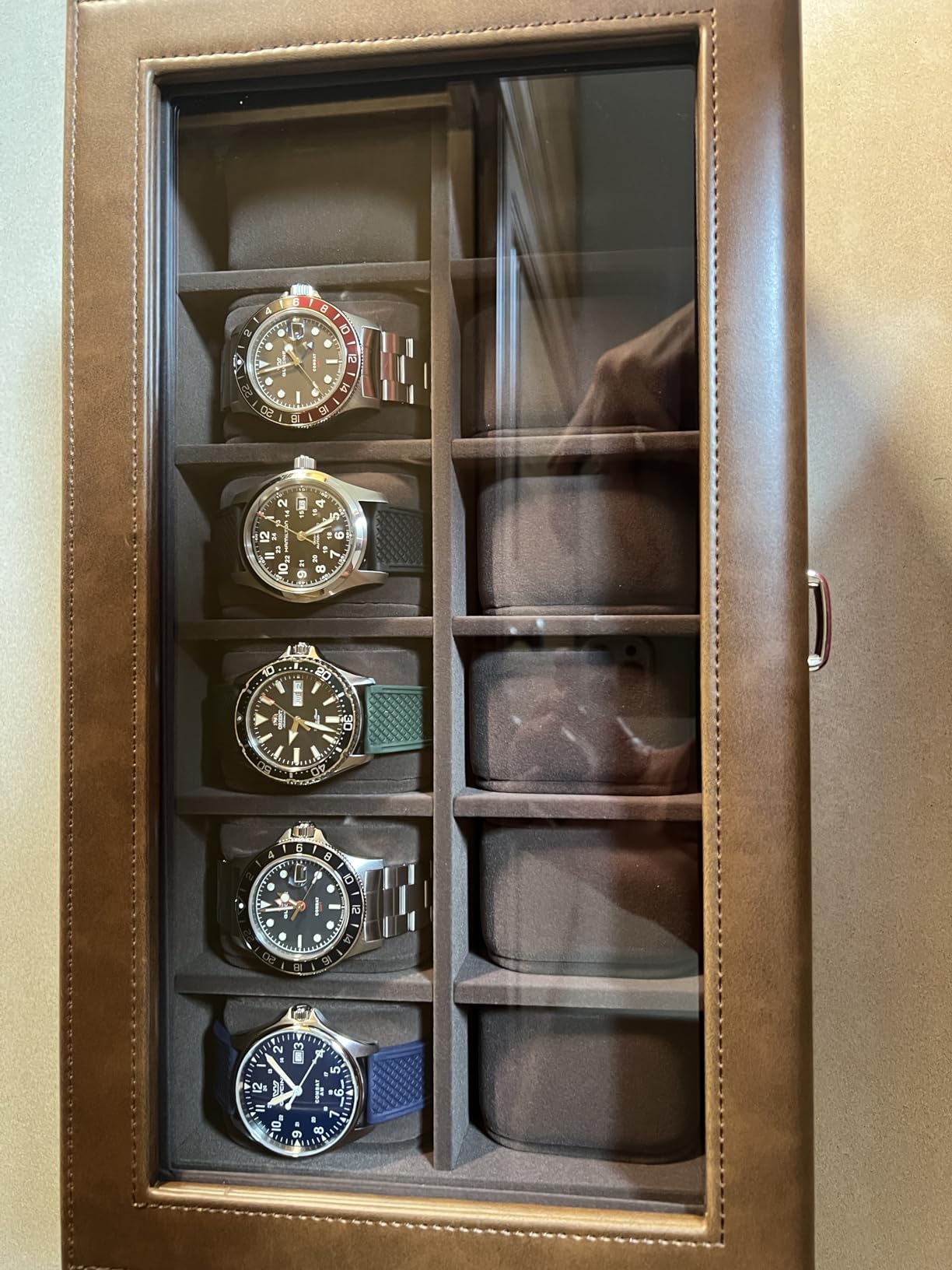 TAWBURY 12 Slot Watch Box with Storage Drawer - Premium Black PU Leather Watch Box for Men | Easy One-hand Opening, Plush Velveteen Interior customer photo 1