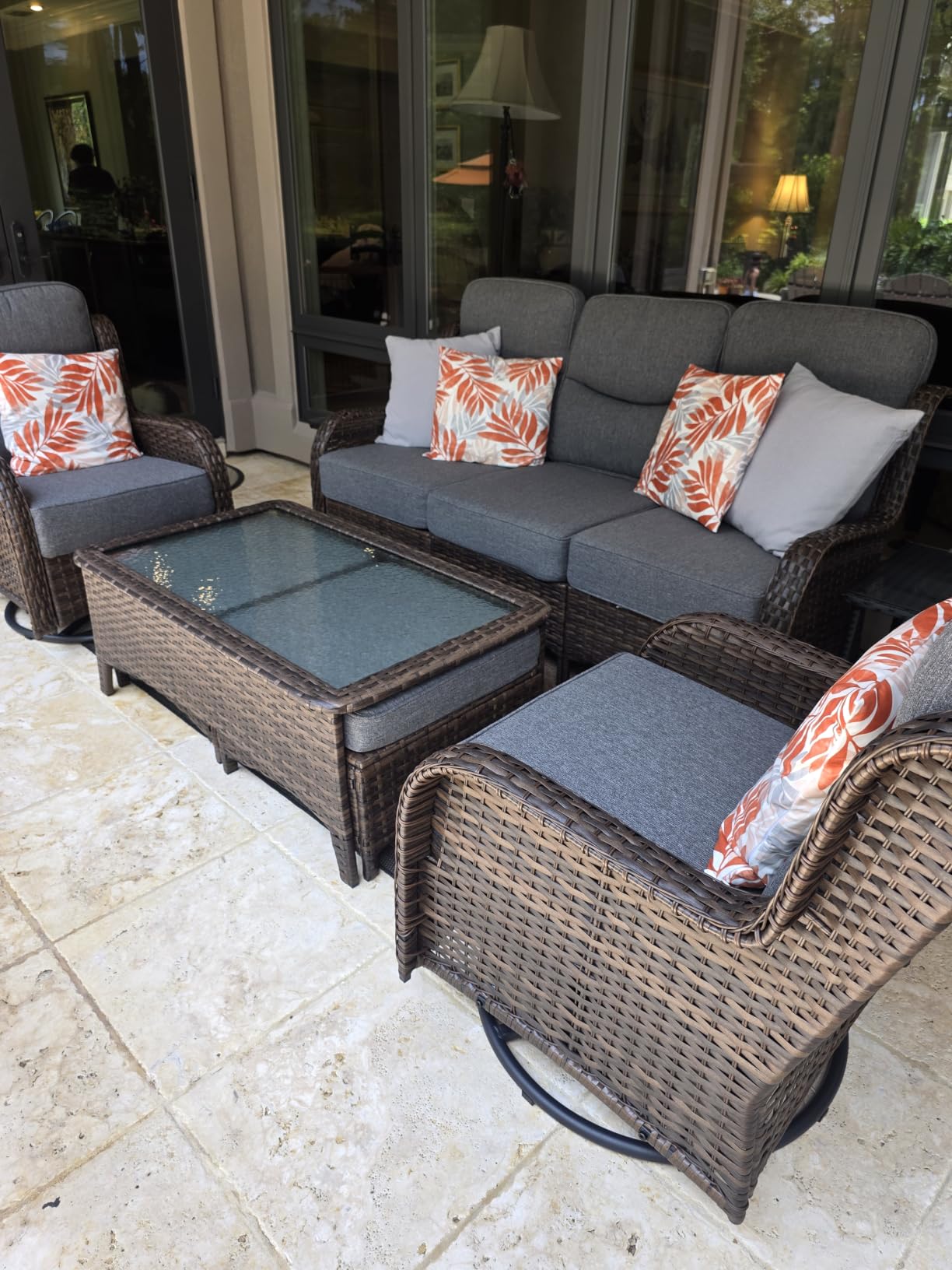 HILLGA 7-Piece Luxury Patio Furniture Set with 6