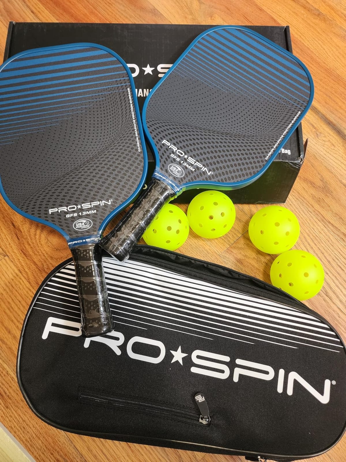 PRO-SPIN Carbon Fiber Pickleball Paddles Set of 2 | Lightweight Pickleball Set with Indoor/Outdoor Balls and Bag - Durable Pickle Ball Paddle Gift for Men, Women & Families customer photo 1