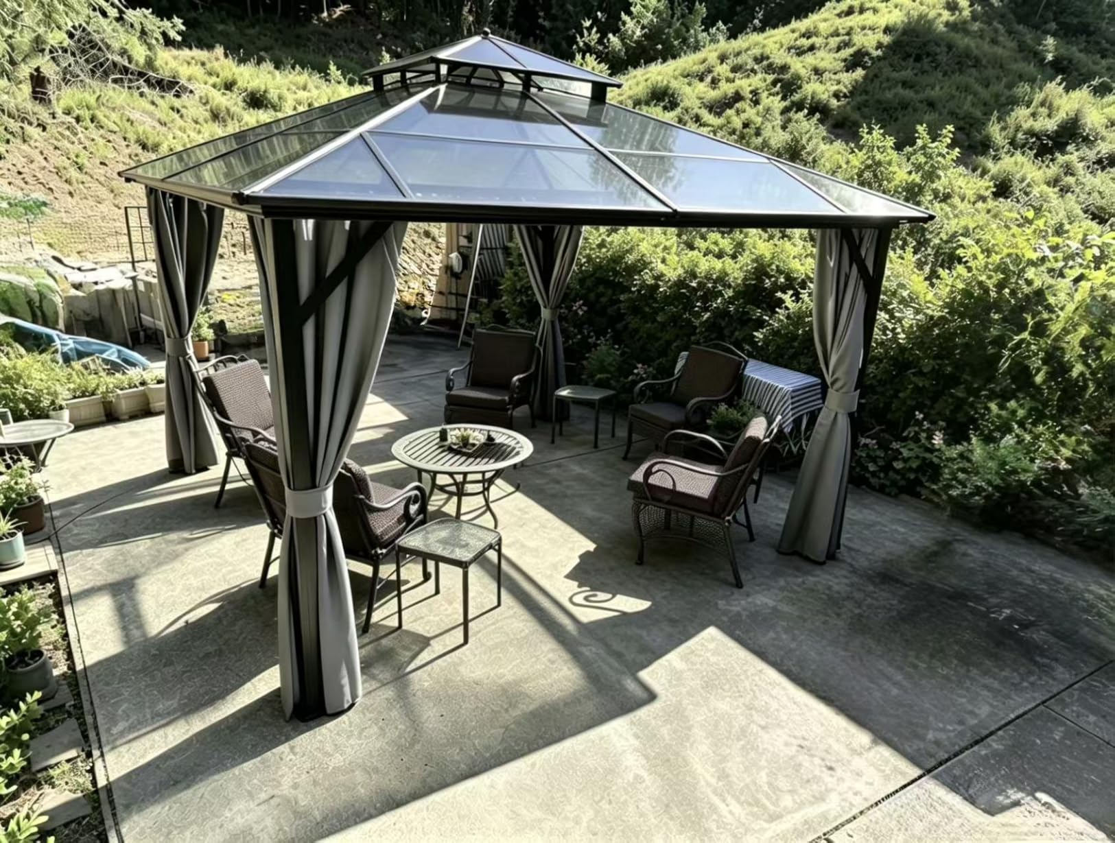 Aoxun 12'x10' Hardtop Gazebo with Polycarbonate Double Roof, Gray customer photo 2
