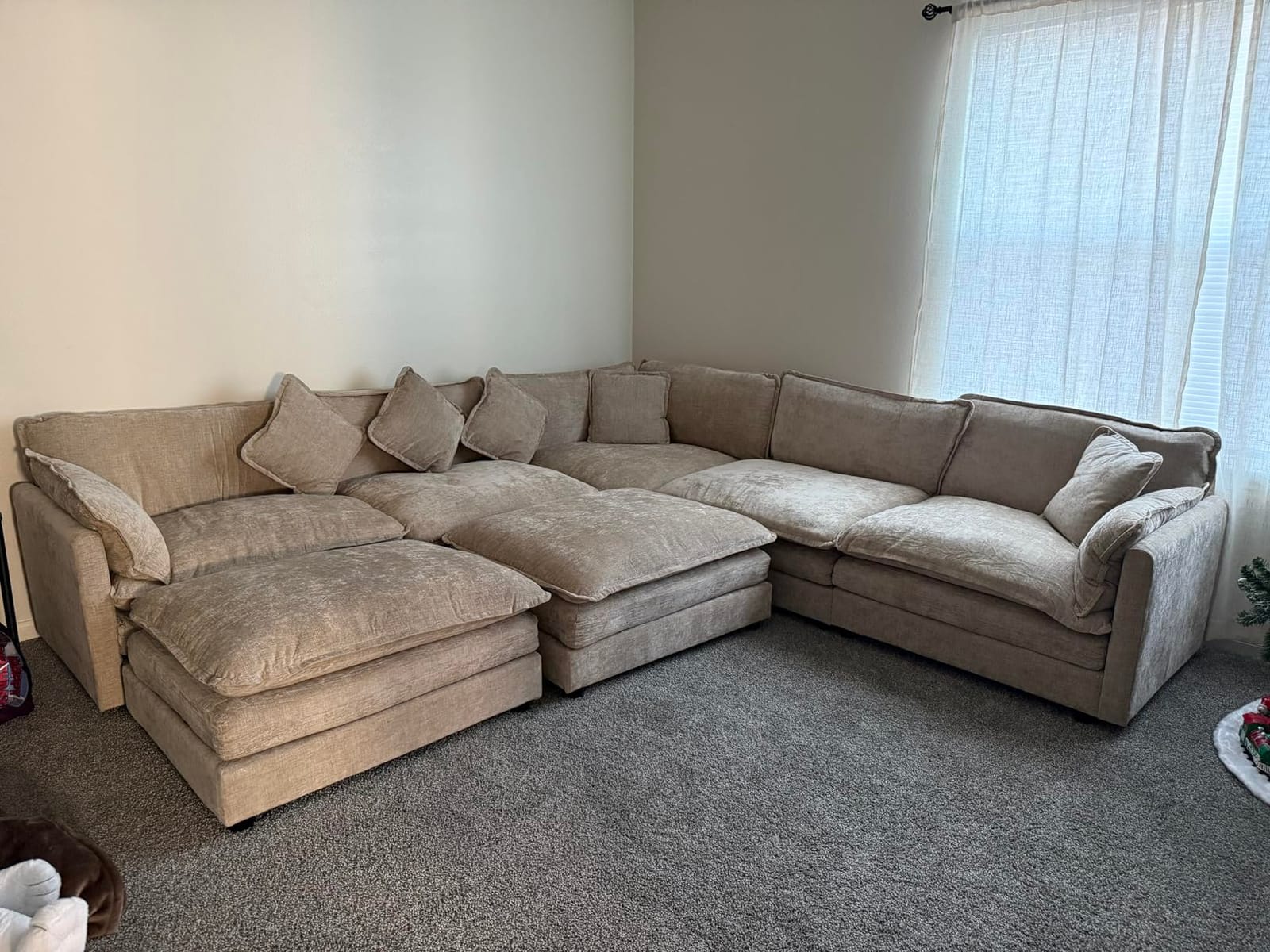 Oversized Modular Sectional Sofa, 7 Seater Deep Seat Cloud Couch Sectional | Chenille Corner Couch|7 Pillows|2 Movable Ottomans|For Spacious Living Room Reception Rooms, Large Families| Camel customer photo 1