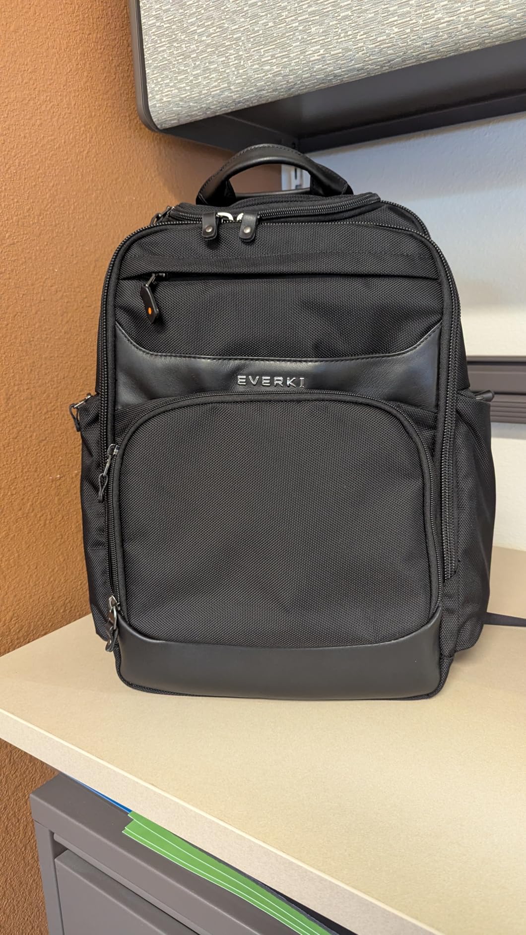 EVERKI Onyx Business Travel Backpack with Laptop Compartment, Navy - 36 L | Ballistic Nylon, Premium Leather Accents, Corner Guards, Sunglasses Case, Water-Repellent, Travel-Friendly, Fits up to 17.3