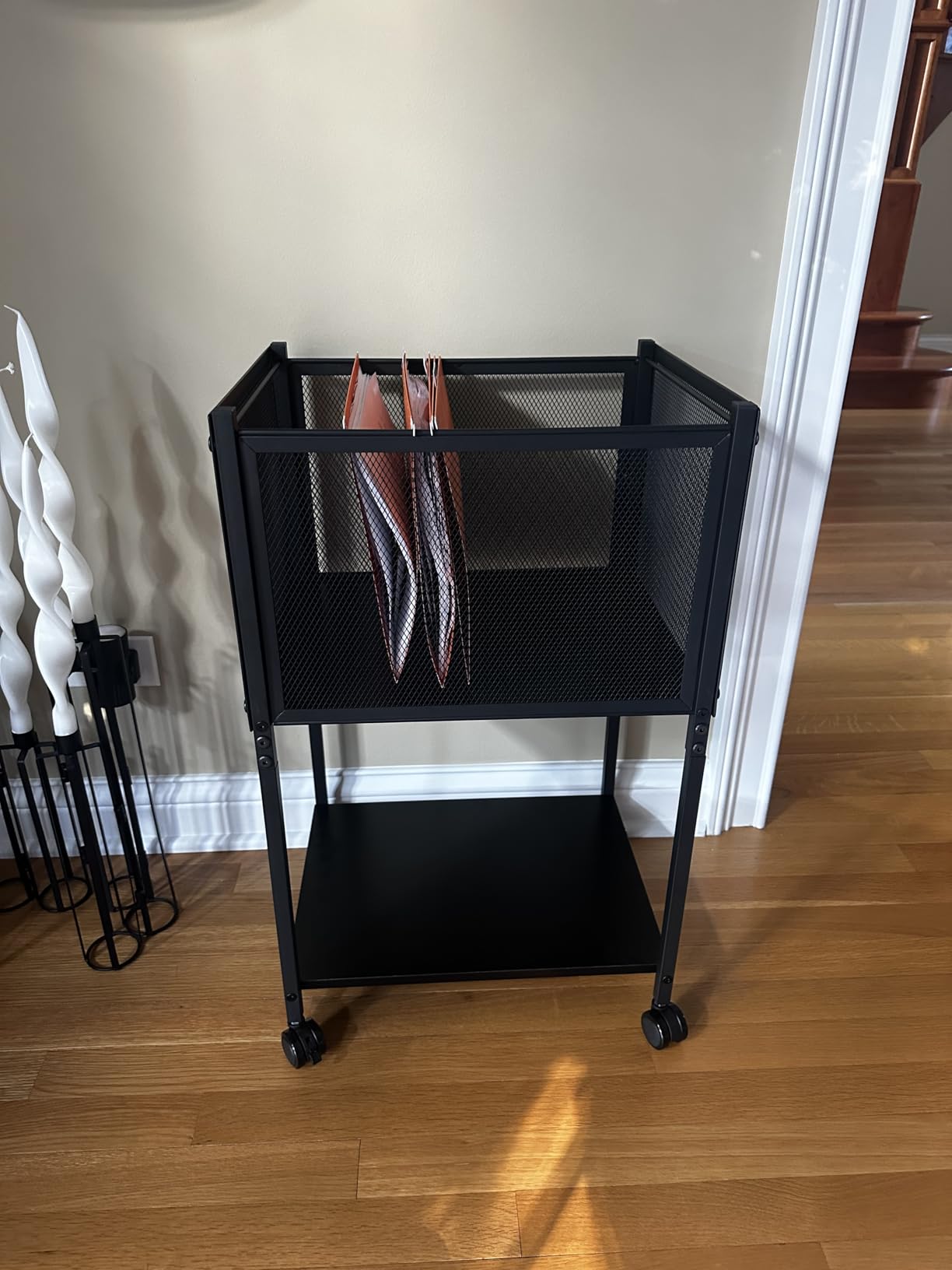 Sbanmao Rolling File Cart, Mobile File Cabinet with Wheels Hanging Files, Metal Hanging File Folder Cart File Organizer Fit Letter Size for Home Office, Black (Patent Pending) customer photo 1