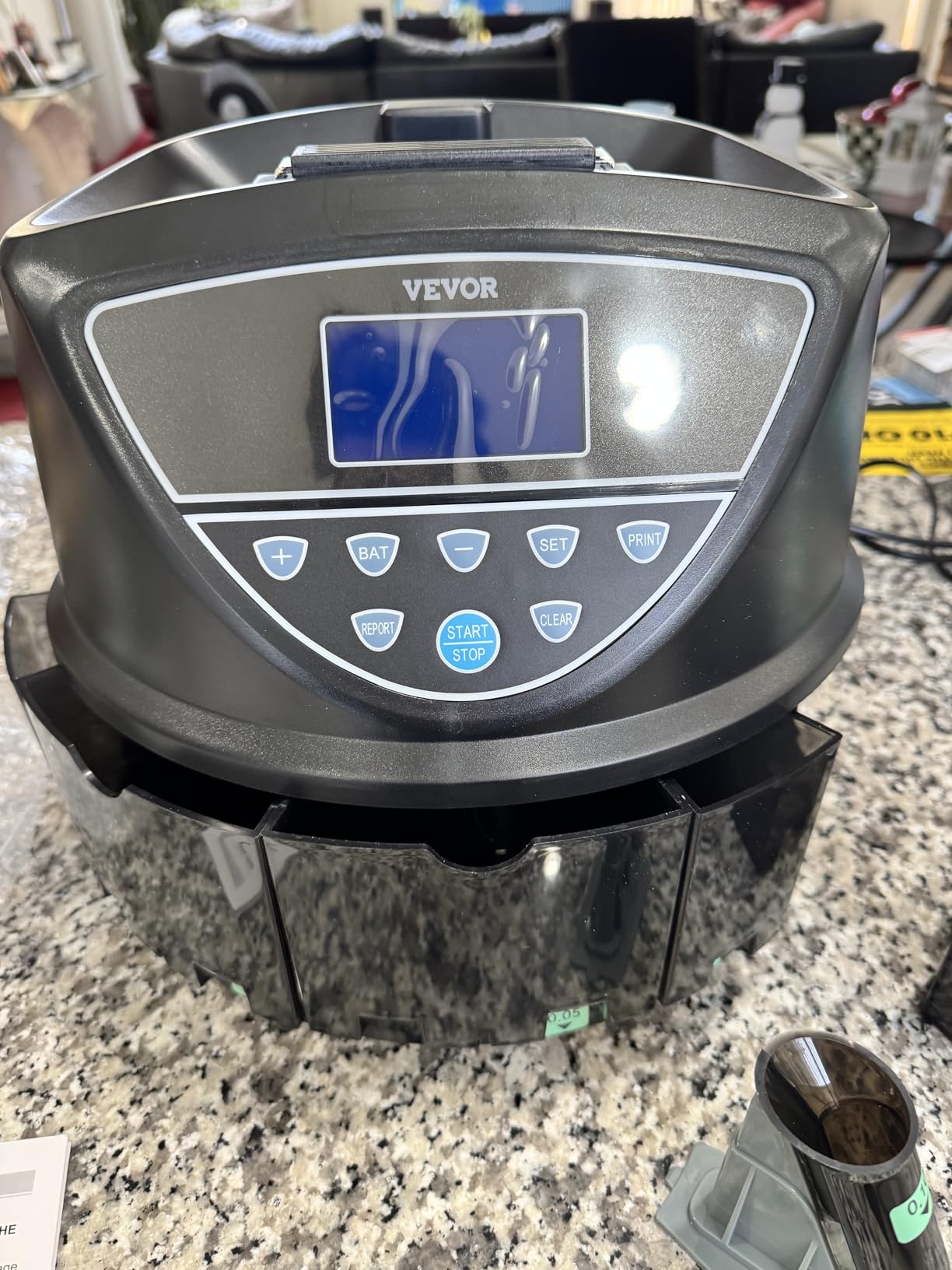 VEVOR Upgraded Coin Counter, Coin Sorter and Wrapper Machine with Handle, Intuitive Large Display, Change Counter for USD Coins 1¢ 5¢ 10¢ 25¢ $1, Sorts up to 300 Coins/Min, with 5 Coin Tubes & 5 Trays customer photo 2