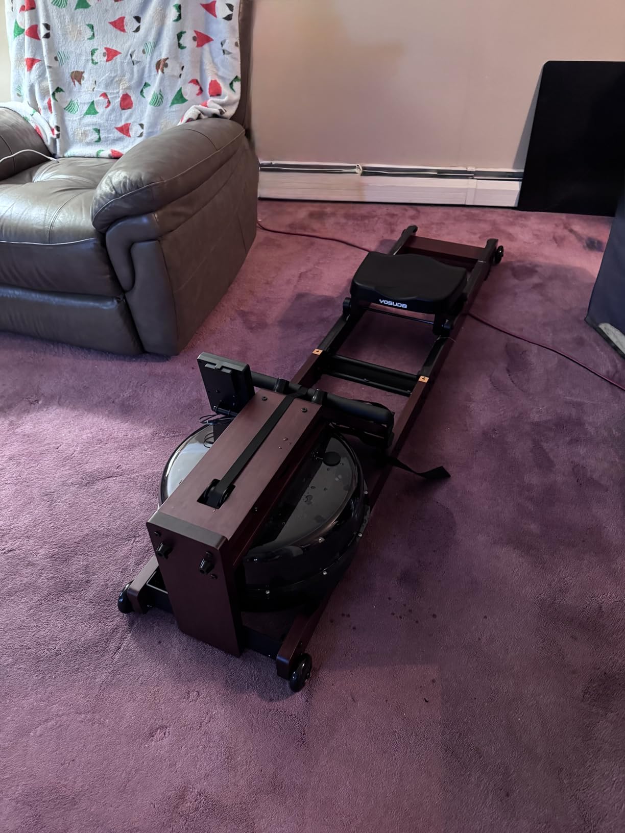 YOSUDA Water Rowing Machine Foldable for Home Use 5.8 Gal Large Water Tank | Immersive Wooden Water Rower Machine, Dedicated Monitor & Bluetooth APP, 4-Blade Paddle, 400LBS Weight Capacity customer photo 1