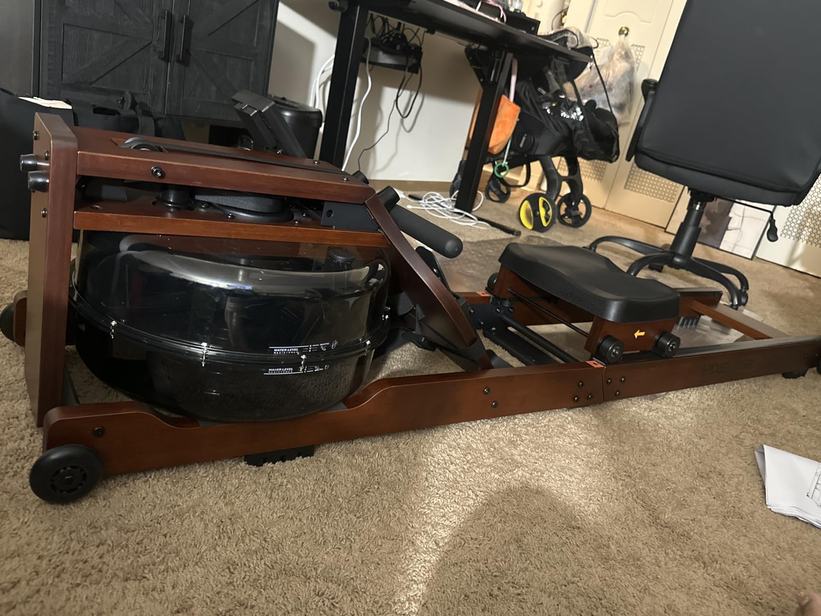YOSUDA Water Rowing Machine Foldable for Home Use 5.8 Gal Large Water Tank | Immersive Wooden Water Rower Machine, Dedicated Monitor & Bluetooth APP, 4-Blade Paddle, 400LBS Weight Capacity customer photo 2