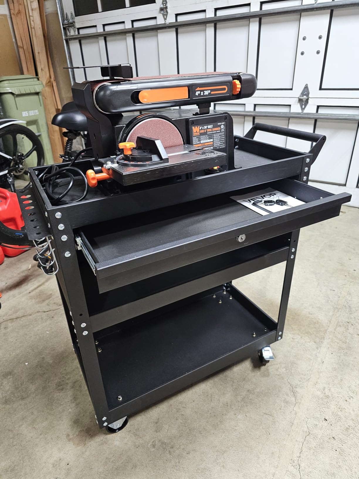 VEVOR 4-Tier Tool Cart with Wheels, 350 lbs Load Capacity, Rolling Work Cart with Drawer & Pegboard, Mechanic Tool Storage Organizer with Locking System for Garage, Warehouse and Repair Shop, Black customer photo 2
