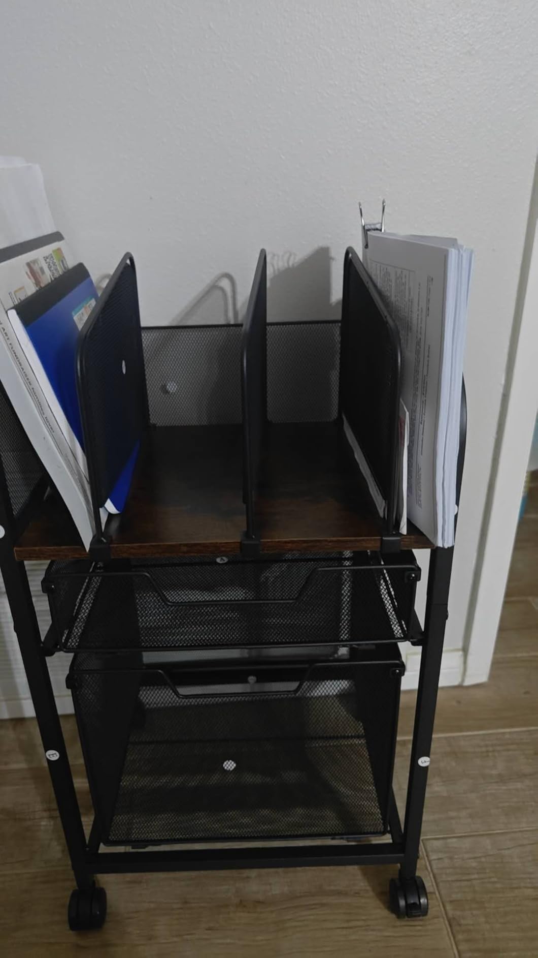 Tiaoheka Rolling File Cabinet with Adjustable Dividers, Mobile Filing Cabinet with 2 Storage Drawers on Lockable Wheels, Hanging File Organizer Beside Under Desk for Office, Home customer photo 1