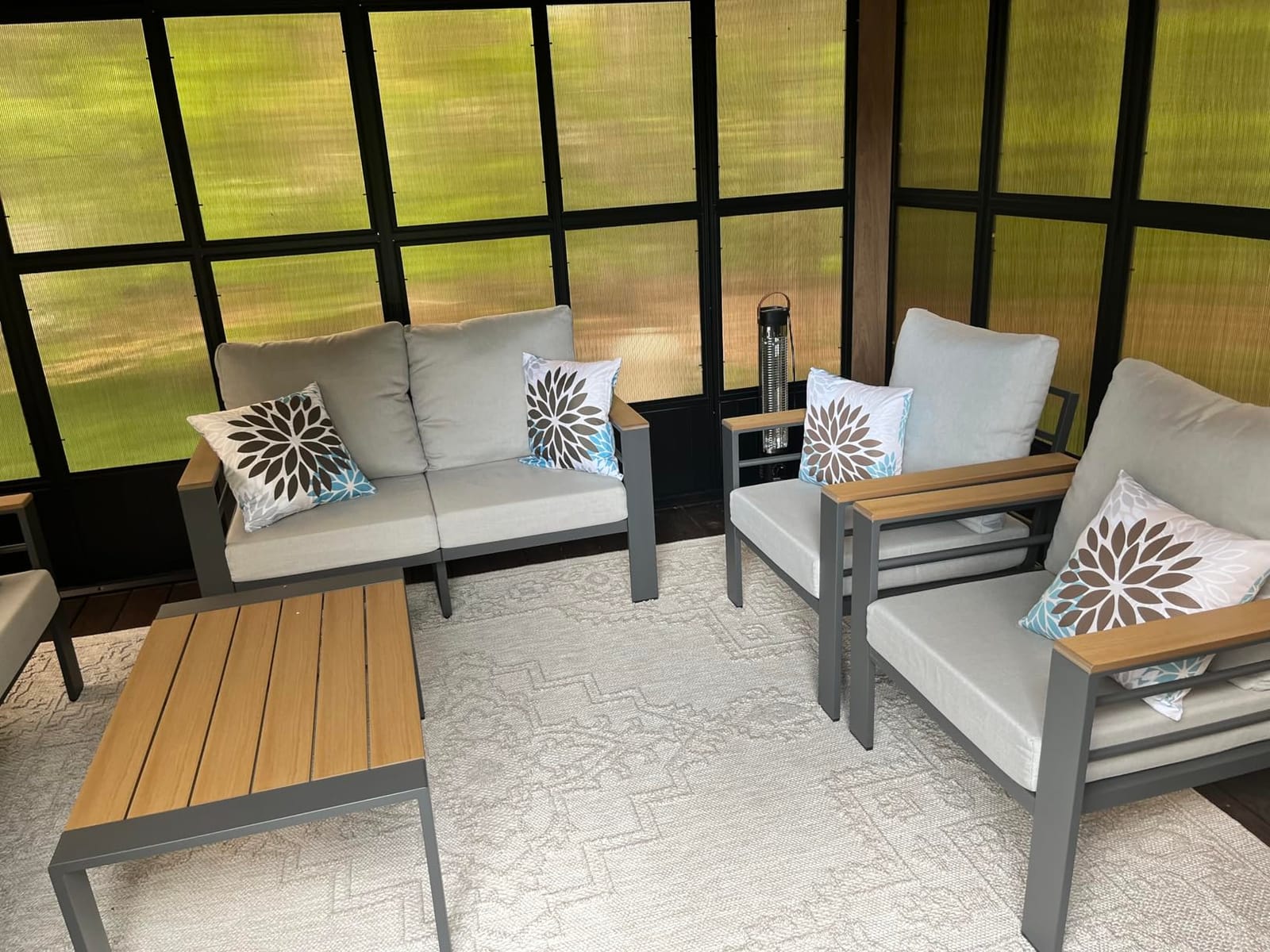 Aoxun Aluminum Patio Furniture Set 7 Seats, Oversized Outdoor Sectional with Washable Thick Cushions, Coffee Table, Patio Conversation Sets for Porch, Balcony, Deck customer photo 2