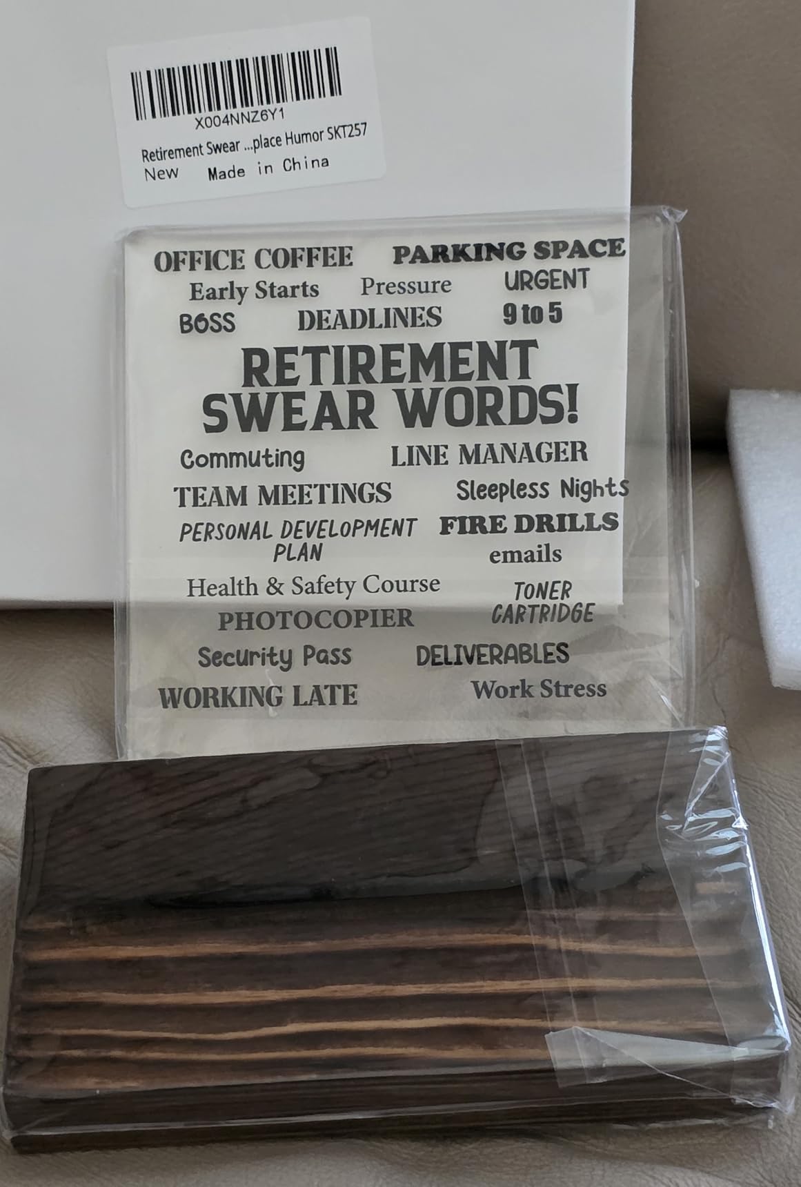 Insurance Swear Words Desk Sign, Funny Gift for Insurance Agents, Claims Adjusters, and Brokers, Office Decor for New Job, Promotion, Retirement or Farewell, Acrylic Plaque with Pine Base SKT256 customer photo 1