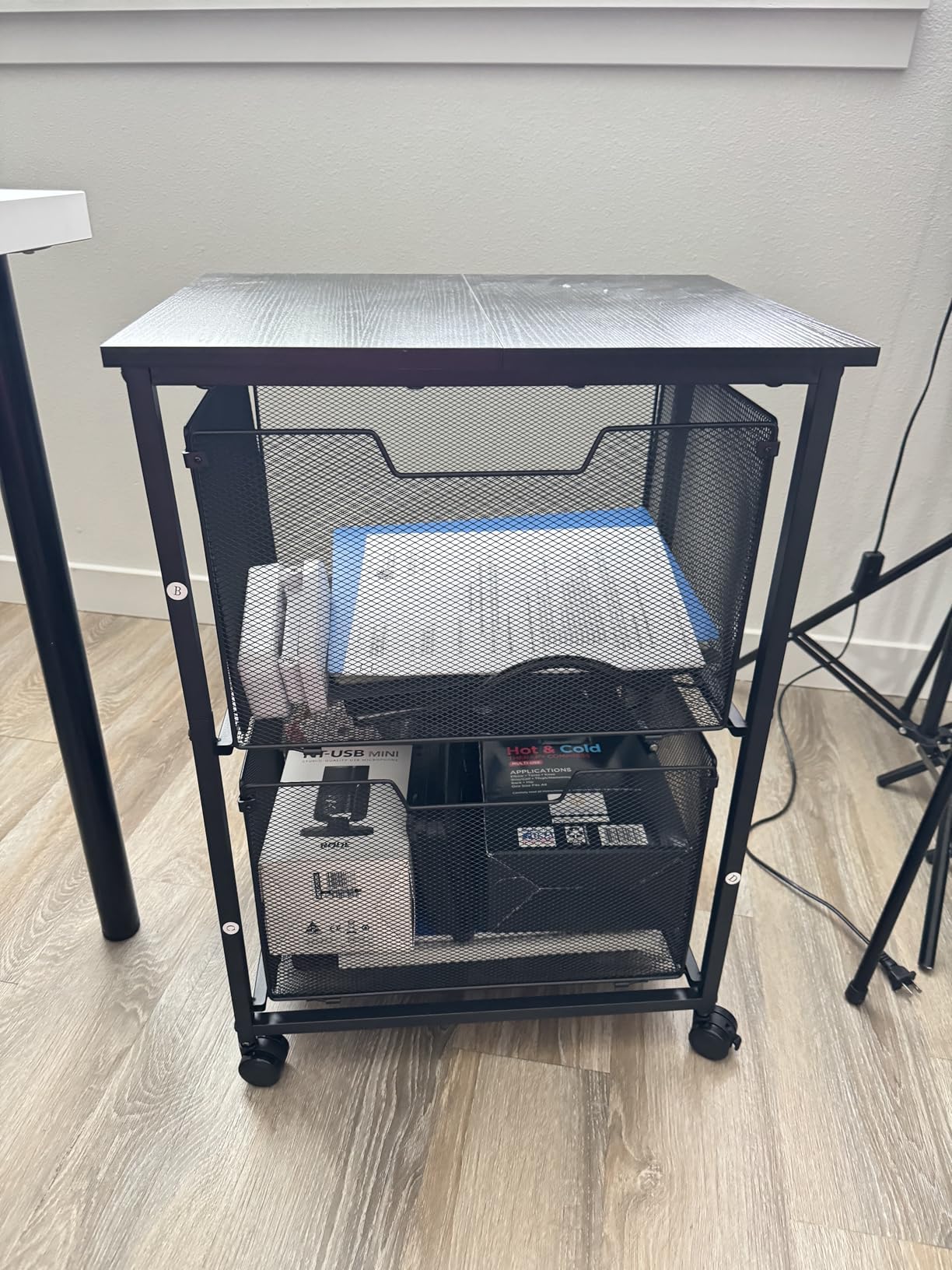 Sbanmao Letter/Legal Rolling File Cart with 2 Storage Drawers, Under Desk Storage, Vertical Filing Cabinet for Home Office, Hanging File Folders Organizer, Mobile Utility Cart Printer Stand, Black customer photo 1