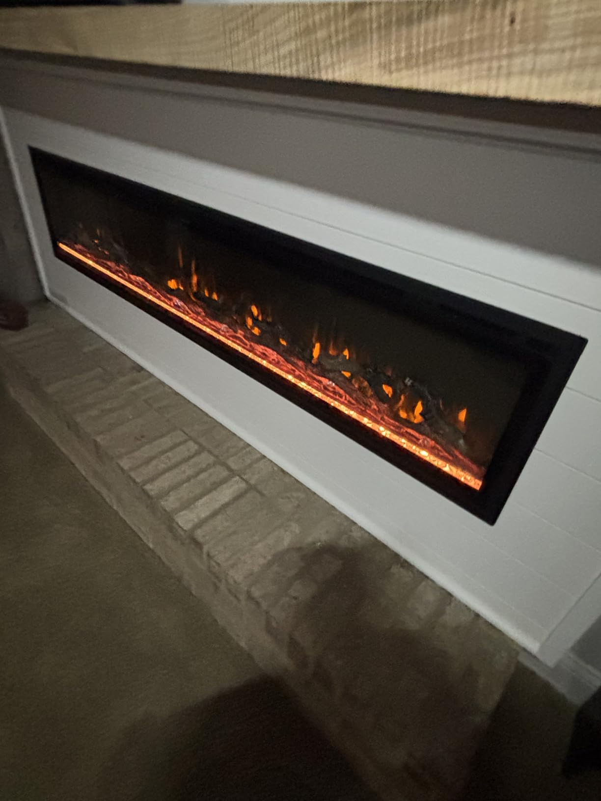 Westinghouse 60 Inch Electric Fireplace Heater, Compatible with Alexa & Google Home, Wall Mount or in-Wall Recessed Fireplace Insert, 24 Hour Timer, Color Changing Flames, 750W/1500W Indoor Heater customer photo 2